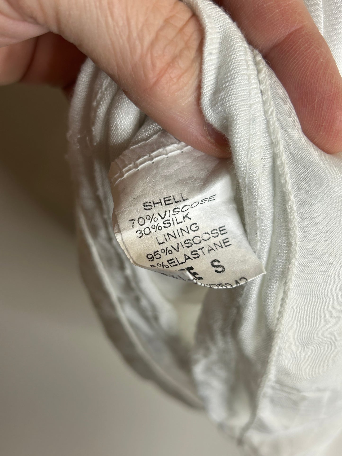 Angela Moda white silk blend blouse womens size S