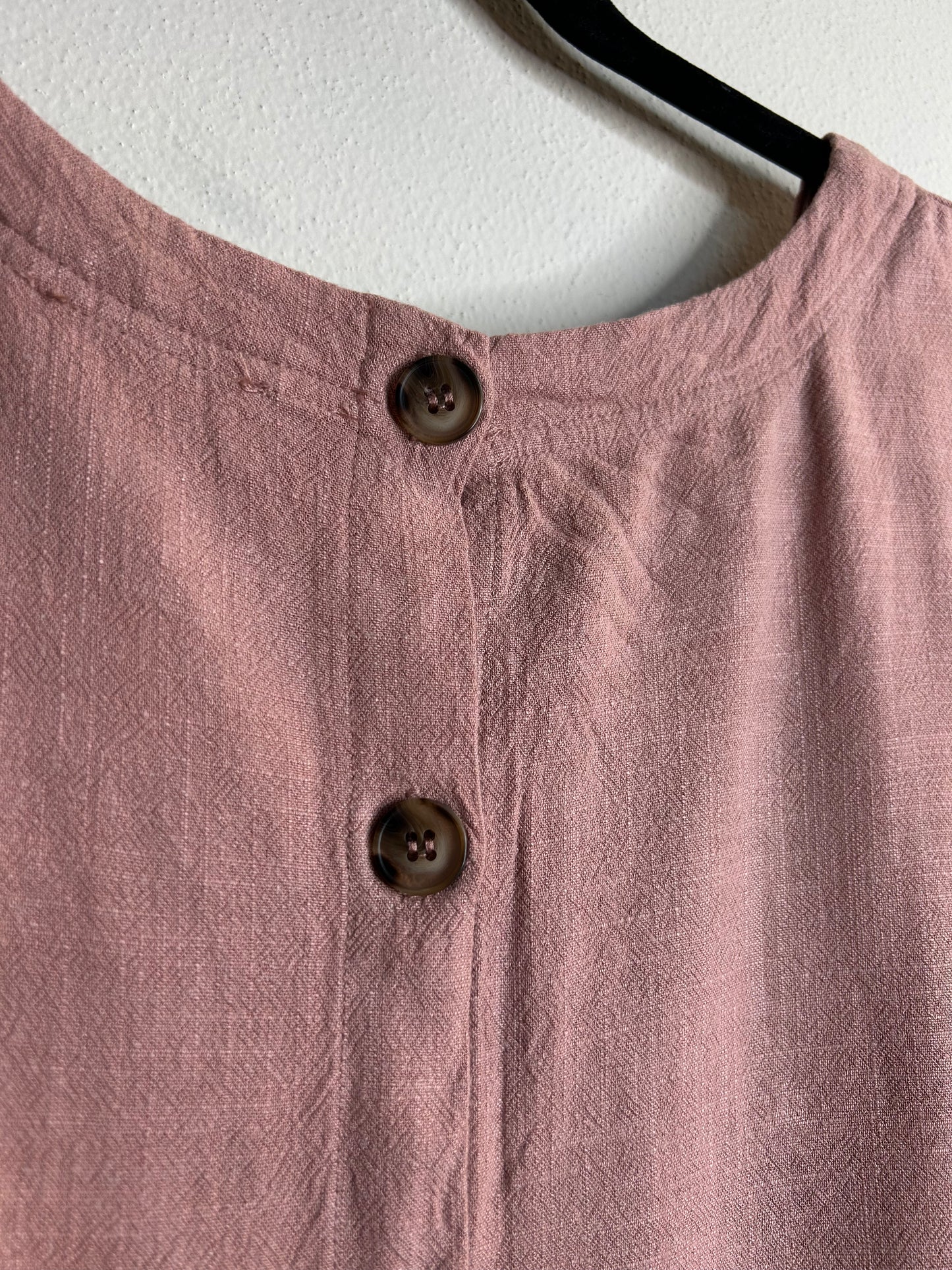 GiGio dusty pink button up frayed plus size tank top linen blend womens size 1X