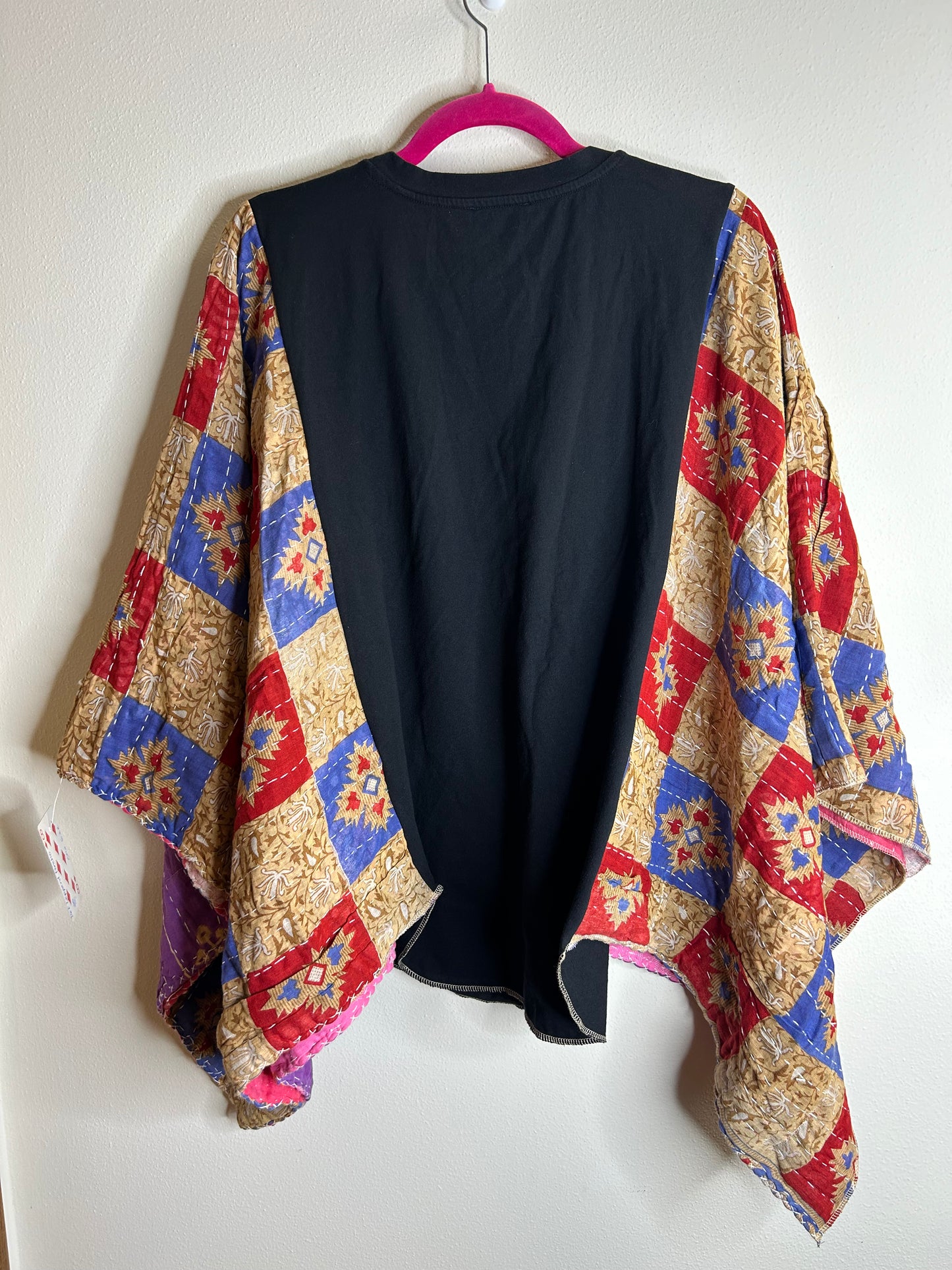Def Leppard upcycled kantha poncho