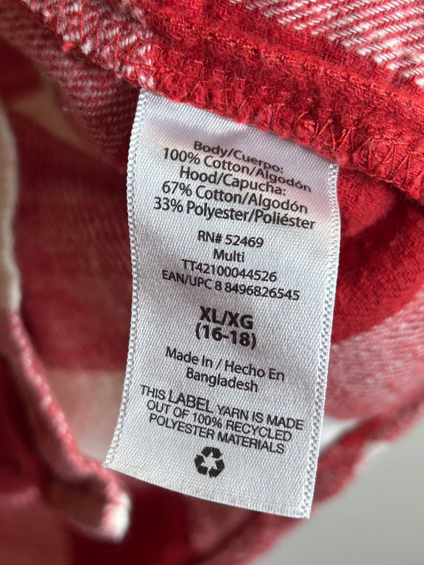 Autumn upcycled flannel hooded shirt womens XL