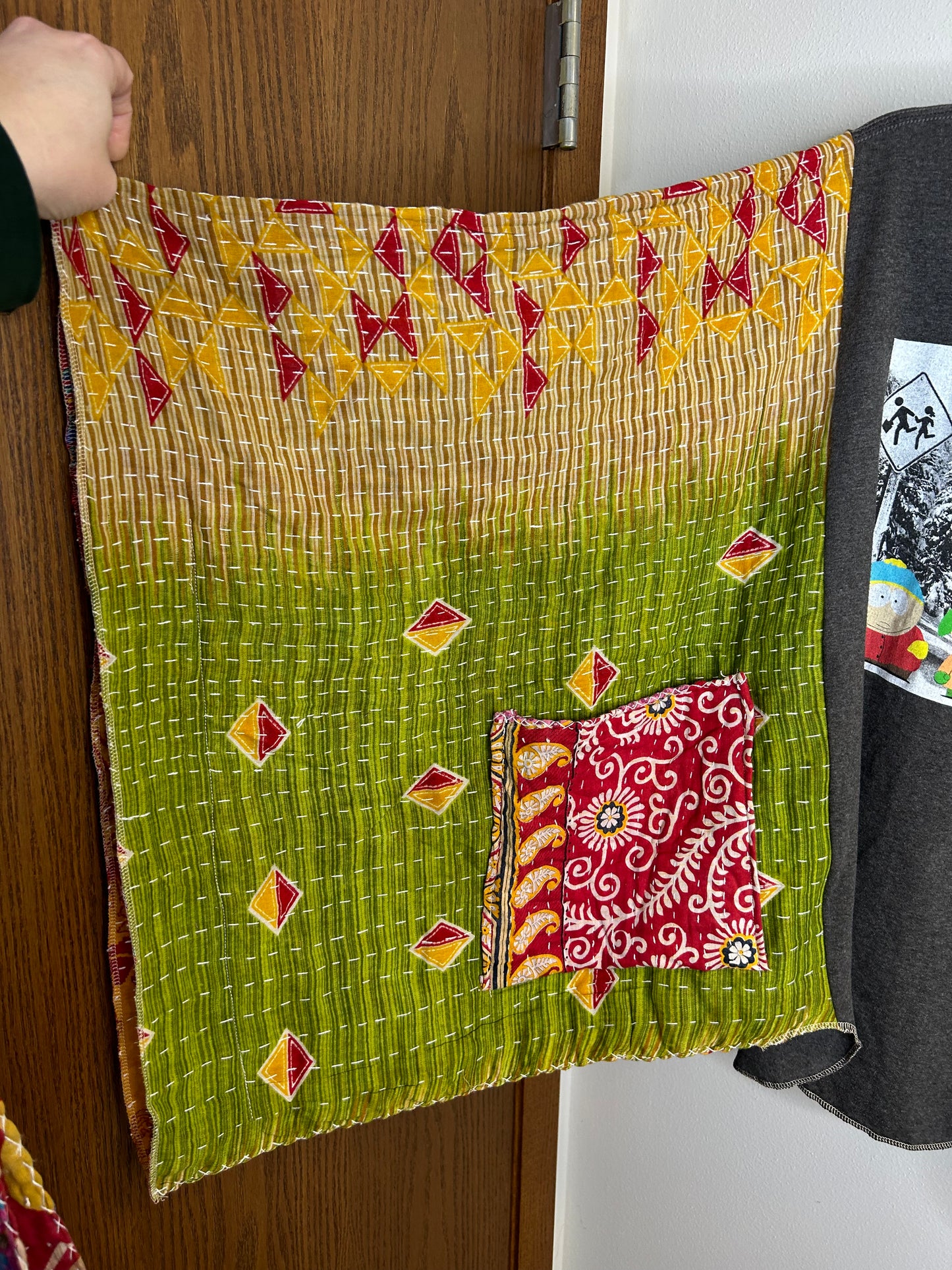 South Park upcycled kantha poncho