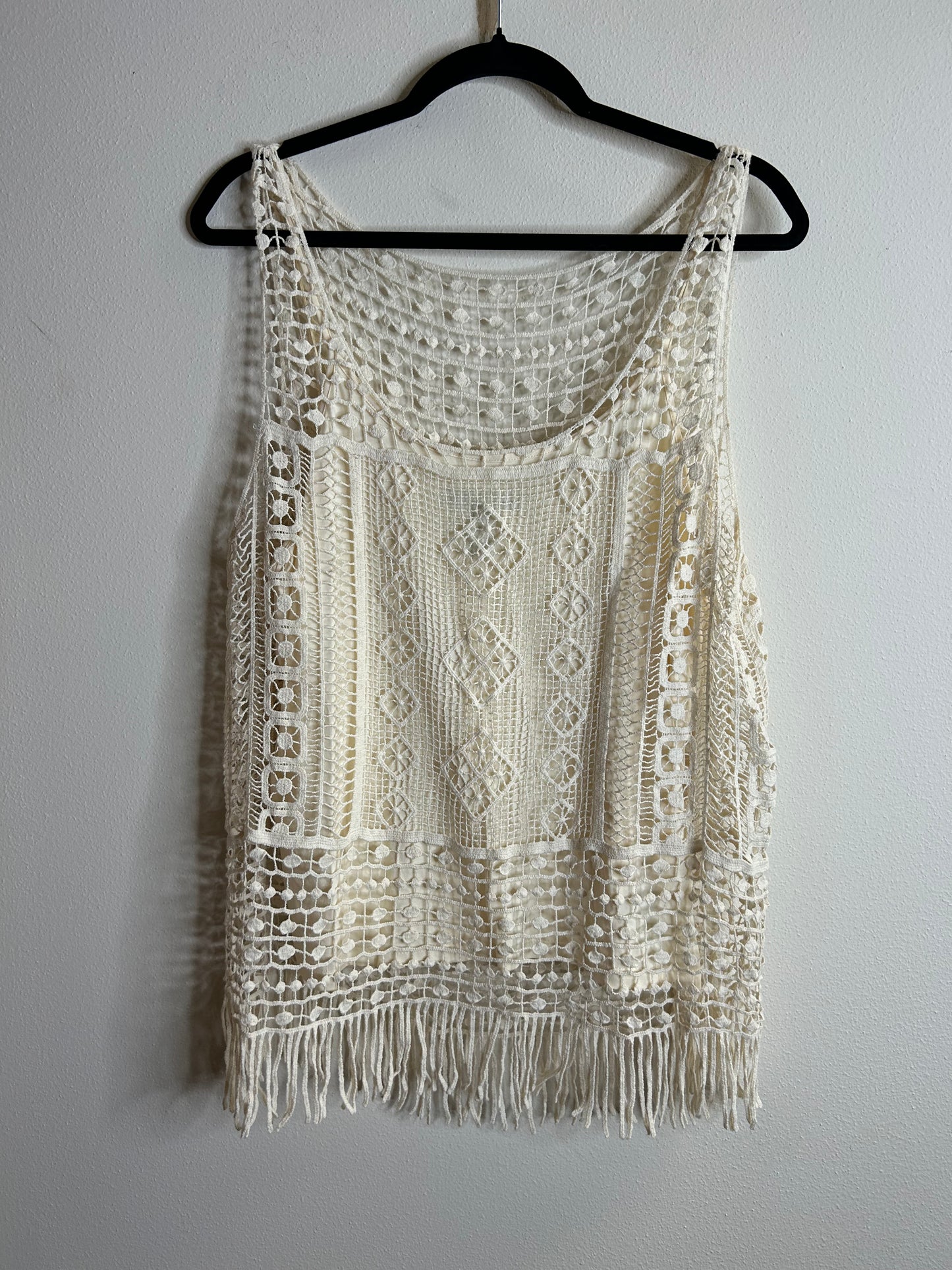 The Lauren Ralph Lauren Women's Sleeveless Ivory Crotchet Tank Top in size XL