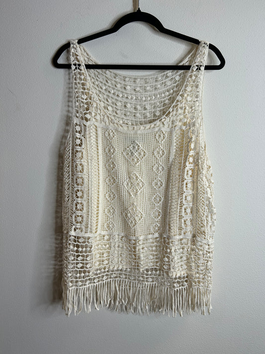 The Lauren Ralph Lauren Women's Sleeveless Ivory Crotchet Tank Top in size XL