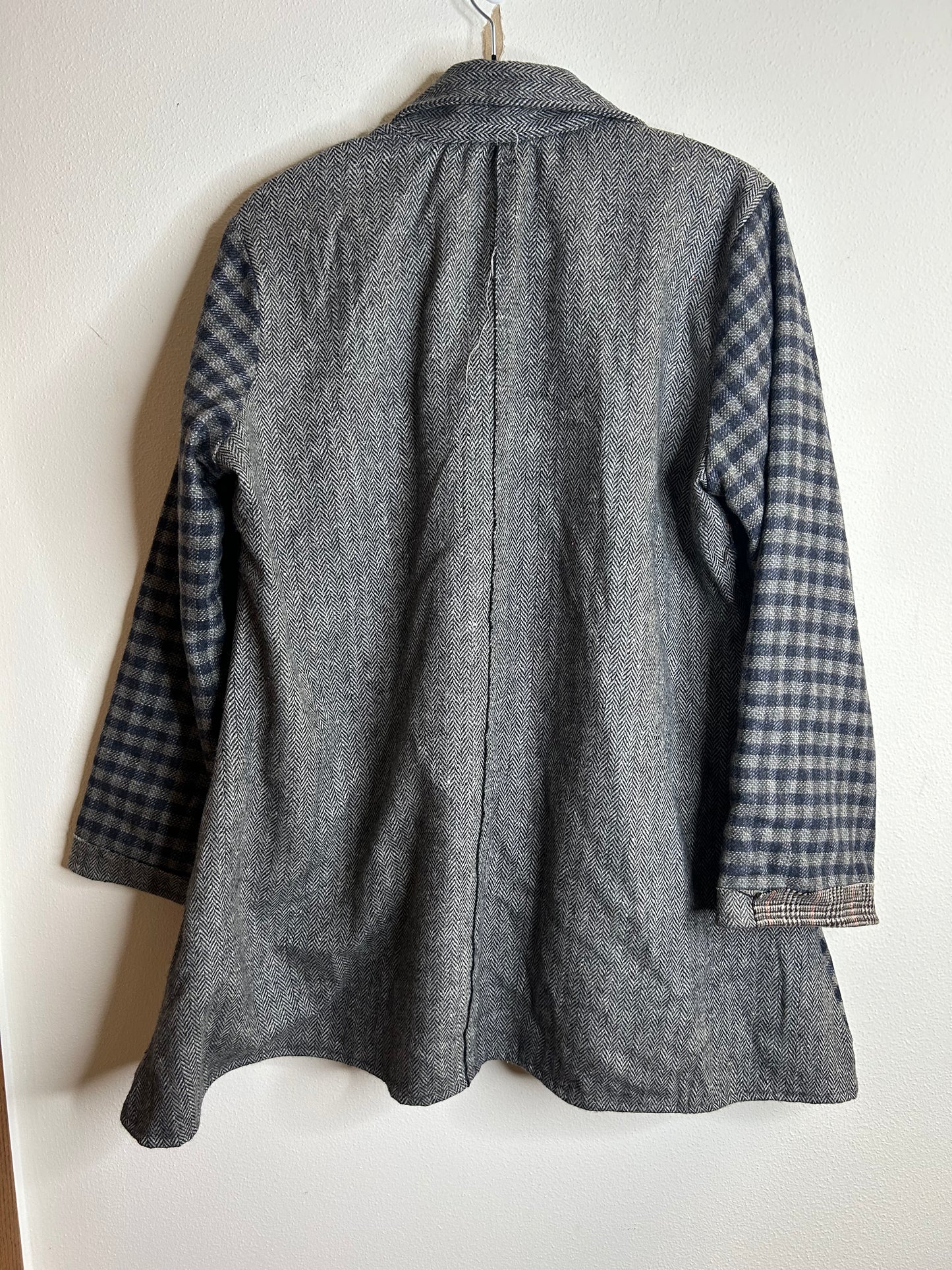 Paper Lace brand button up patchwork jacket womens XL. 2 pockets. Wool blend