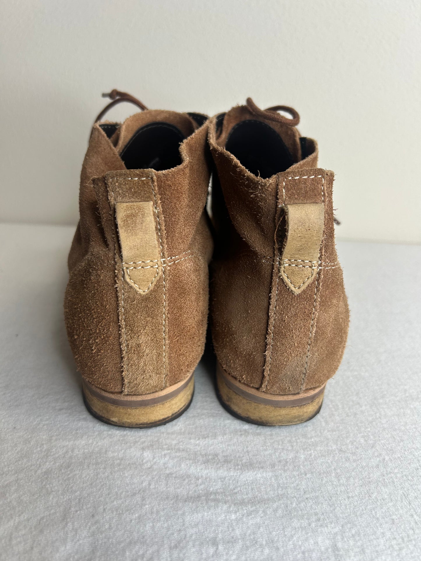 Diba True West Haven lace-up bootie in tan suede leather Womens 9