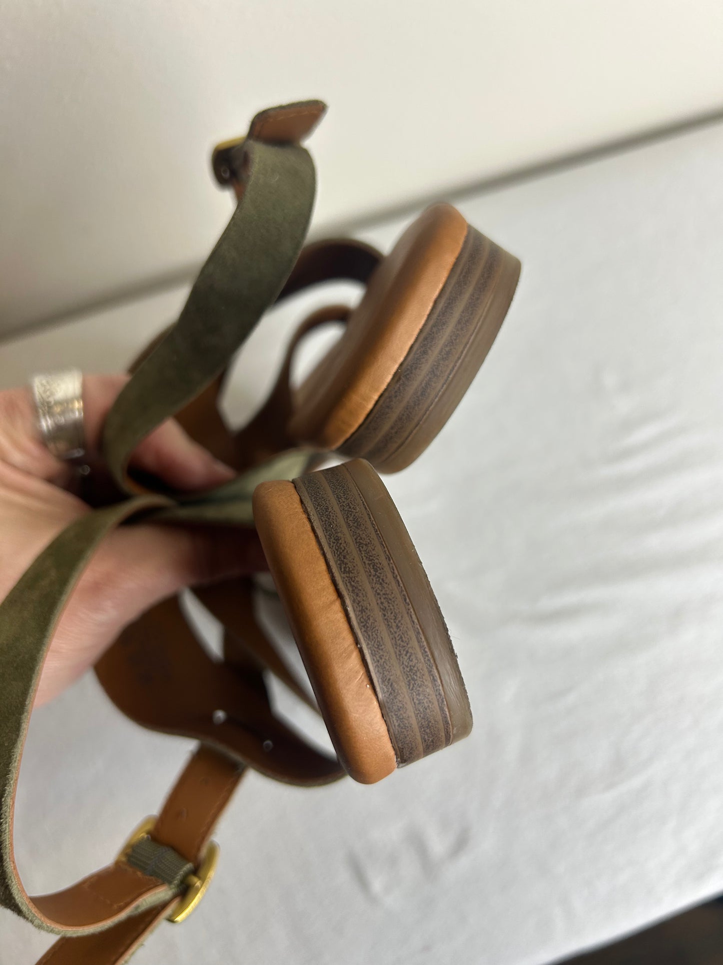 Sarto by Franco Sarto Women's size 8 Gia strappy sandals in olive green suede