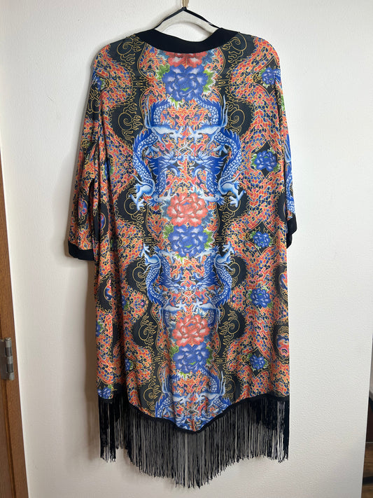 City Chic size XL kimono-style duster with a vibrant dragon
