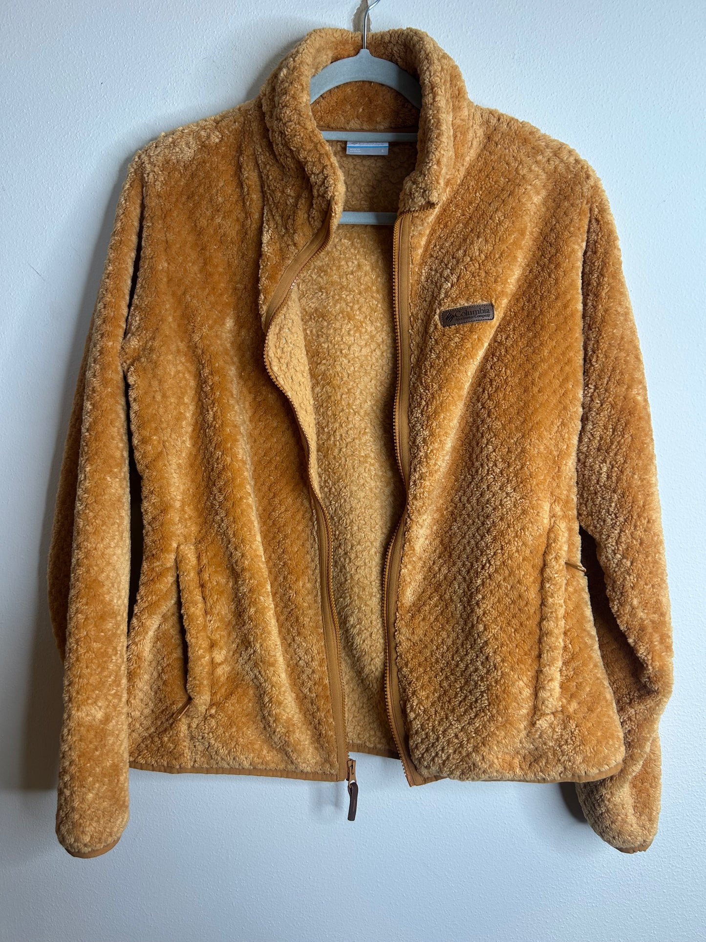 Columbia Women's Full Zip Fleece jacket in a brown/gold color Womens L