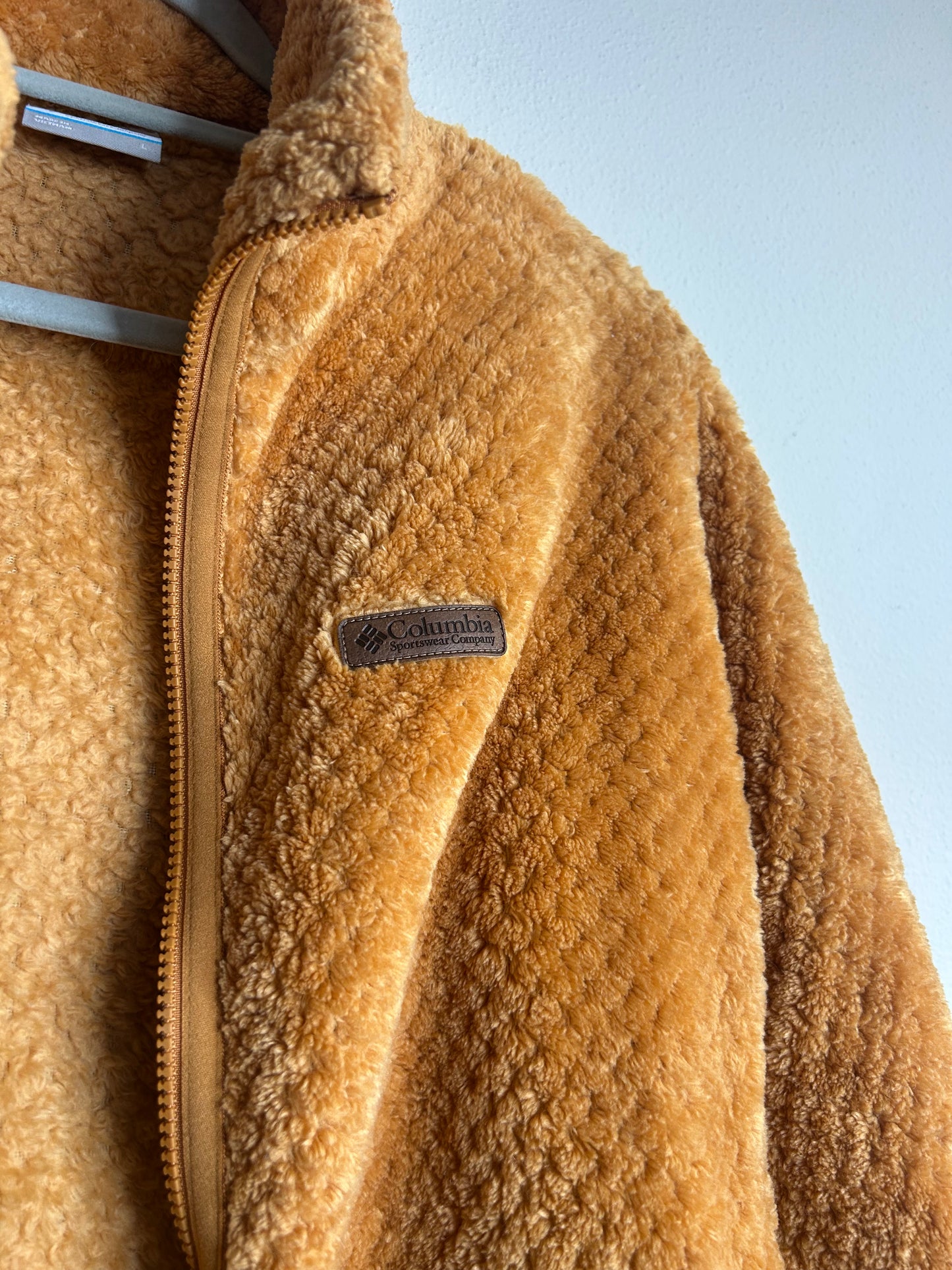Columbia Women's Full Zip Fleece jacket in a brown/gold color Womens L