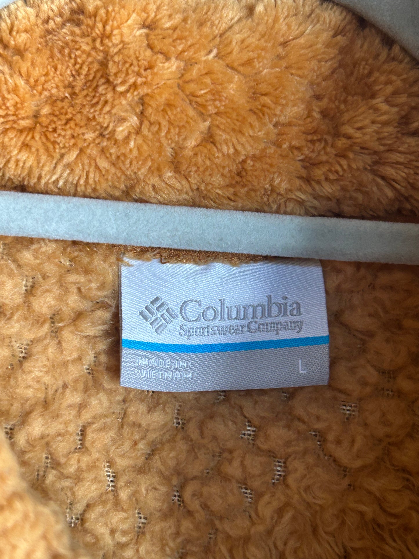 Columbia Women's Full Zip Fleece jacket in a brown/gold color Womens L