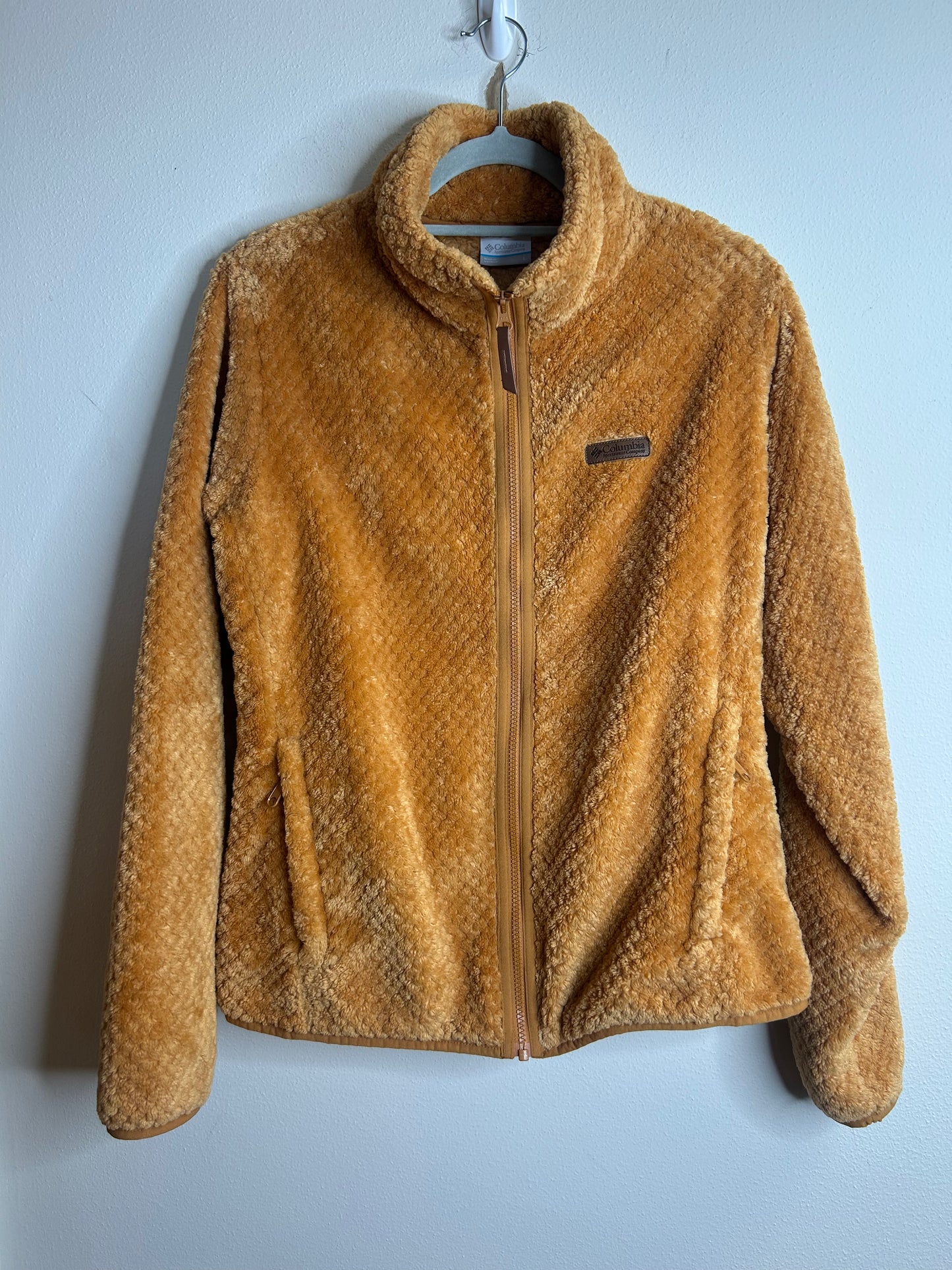 Columbia Women's Full Zip Fleece jacket in a brown/gold color Womens L