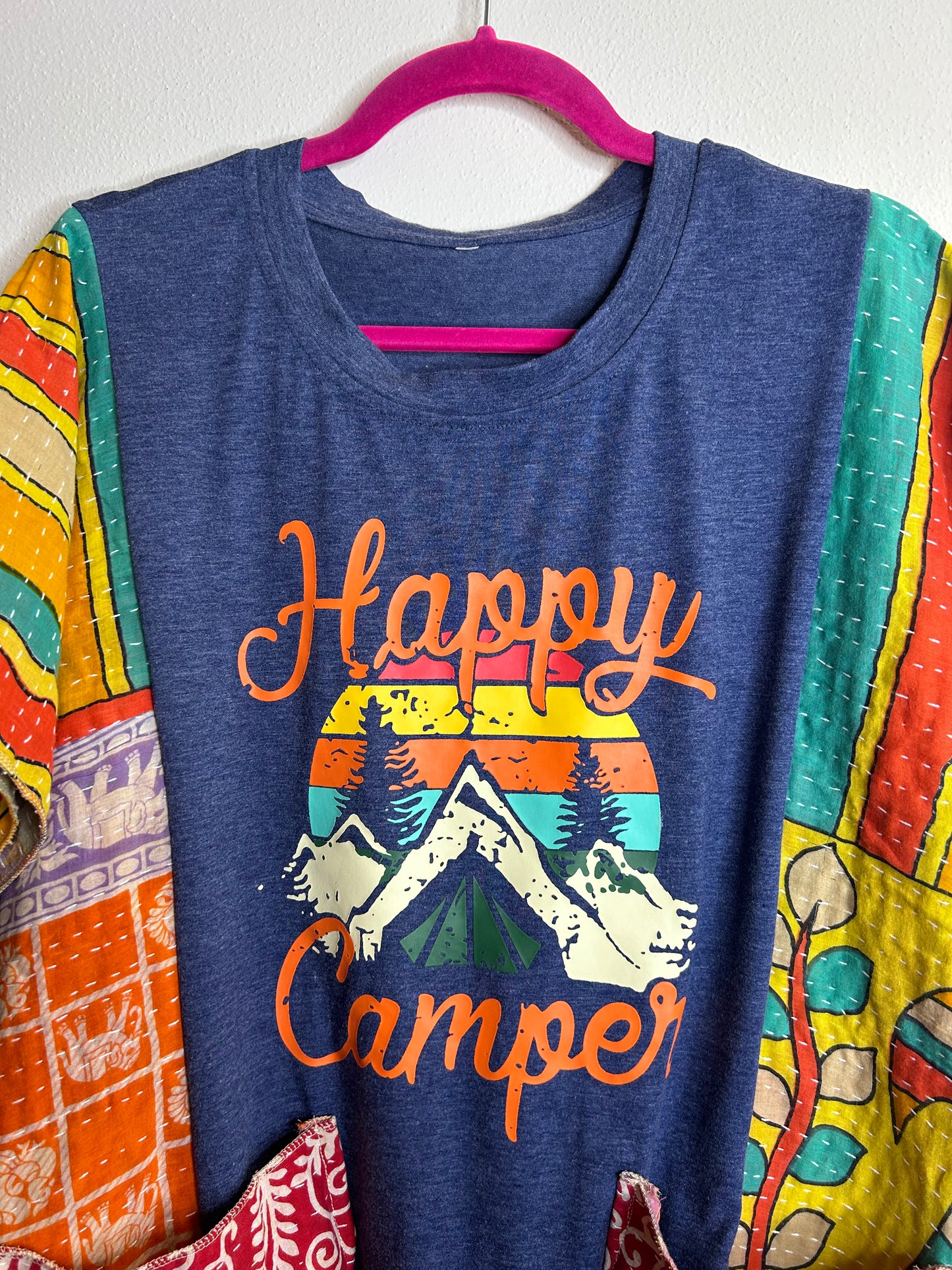 Happy Camper upcycled kantha shirt
