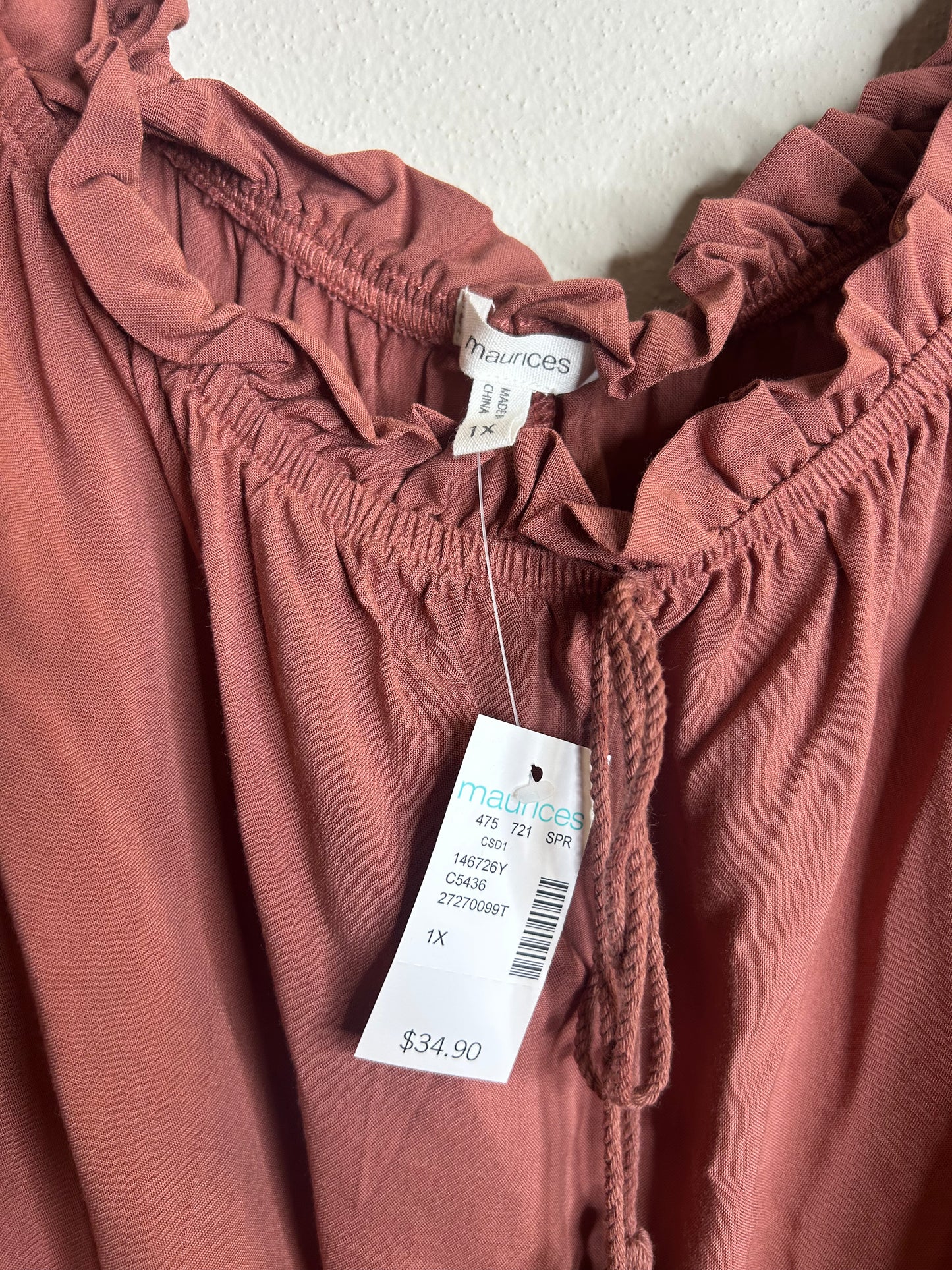 Maurice’s NWT Plus Size 1X Solid Eyelet Sleeve Off The Shoulder Top