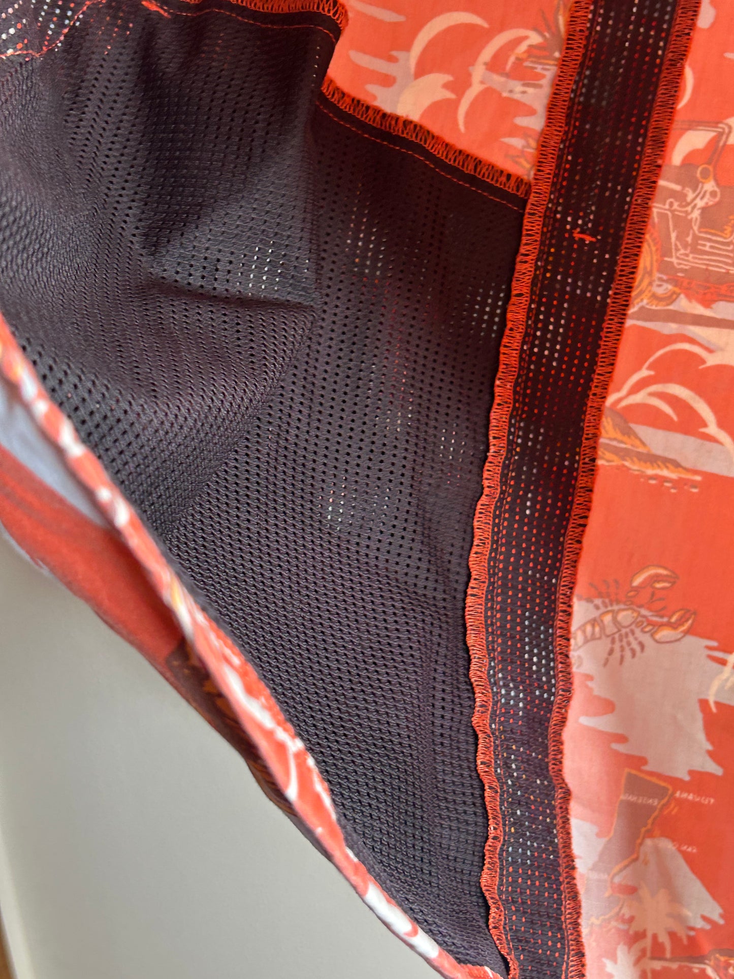 Off The Grid mens XL Hawaiian button-up shirt in orange ripstop fabric