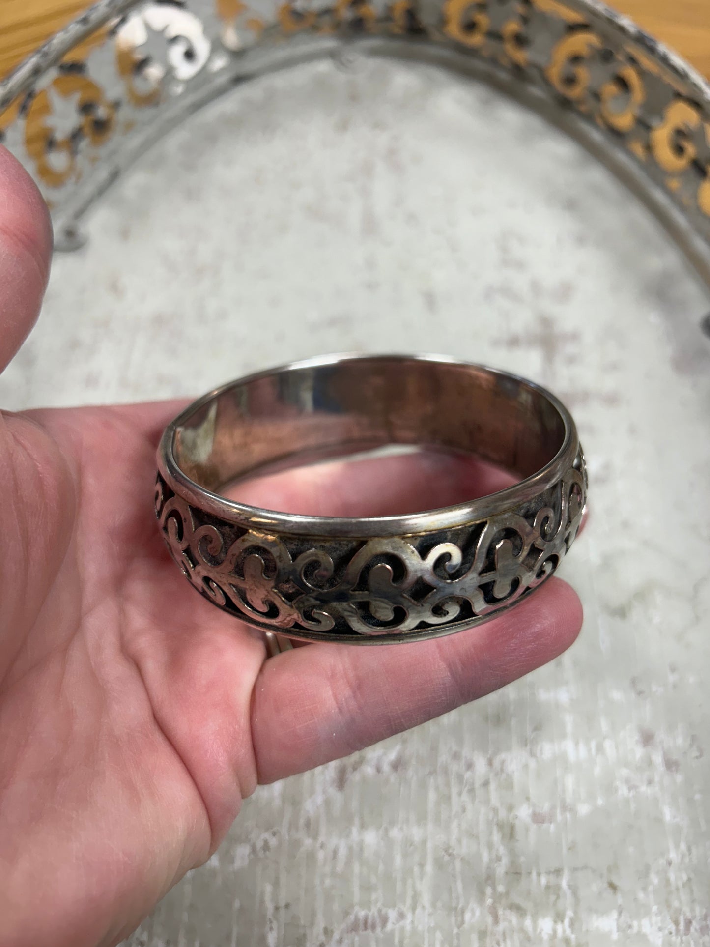 Silver bangle bracelet