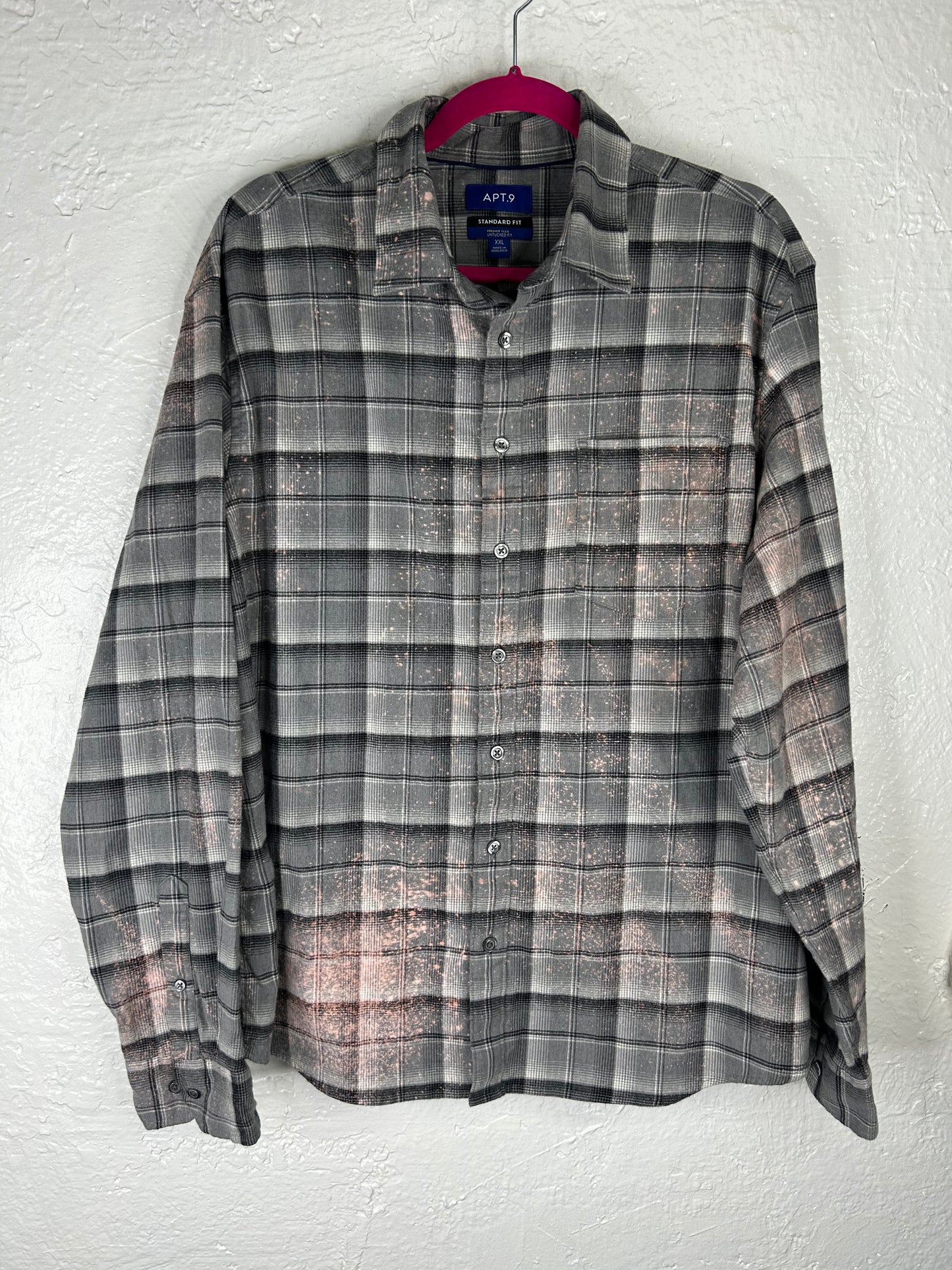 All About That Bass upcycled flannel shirt unisex size XXL gray black