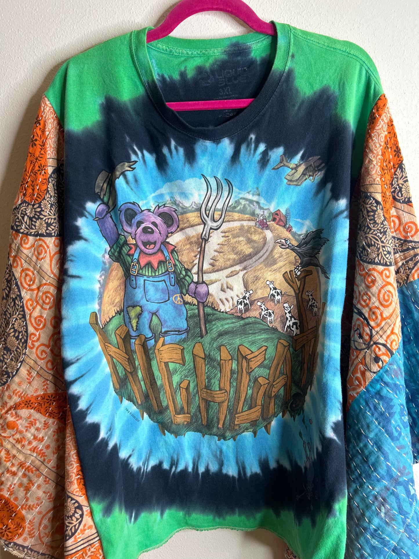 Grateful Dead Highgate upcycled kantha poncho