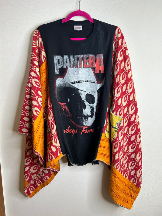 Pantera upcycled kantha poncho
