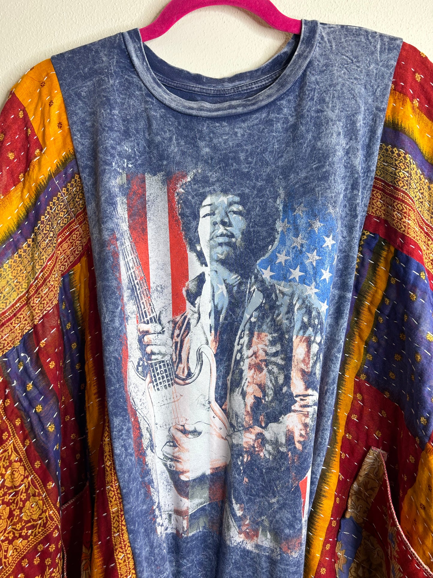 Jimi Hendrix upcycled kantha poncho