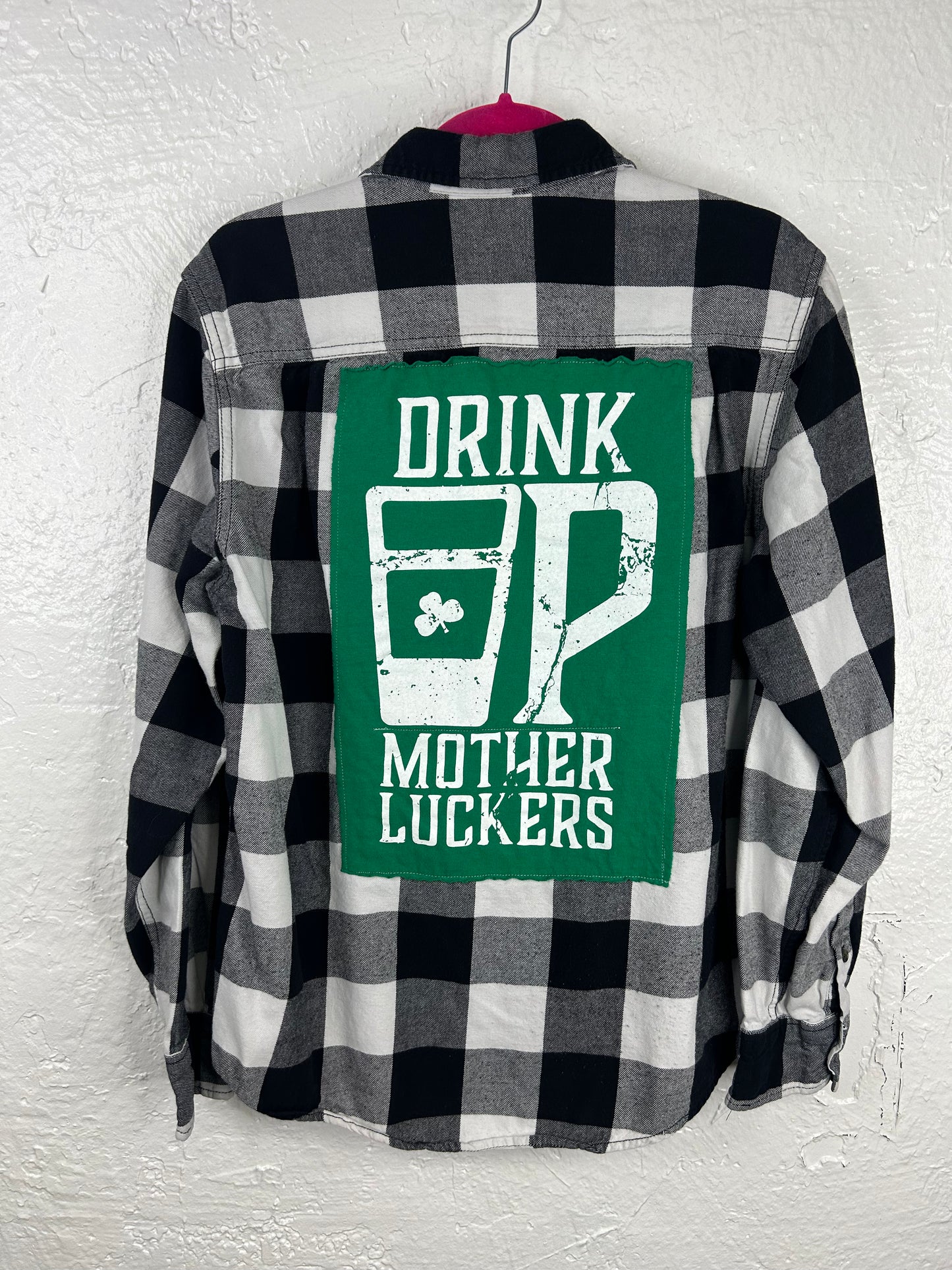St Patrick’s Day upcycled flannel unisex size M