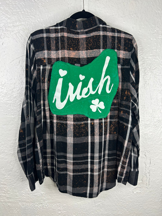 Irish St Patricks Day upcycled flannel shirt womens size XXL 2X