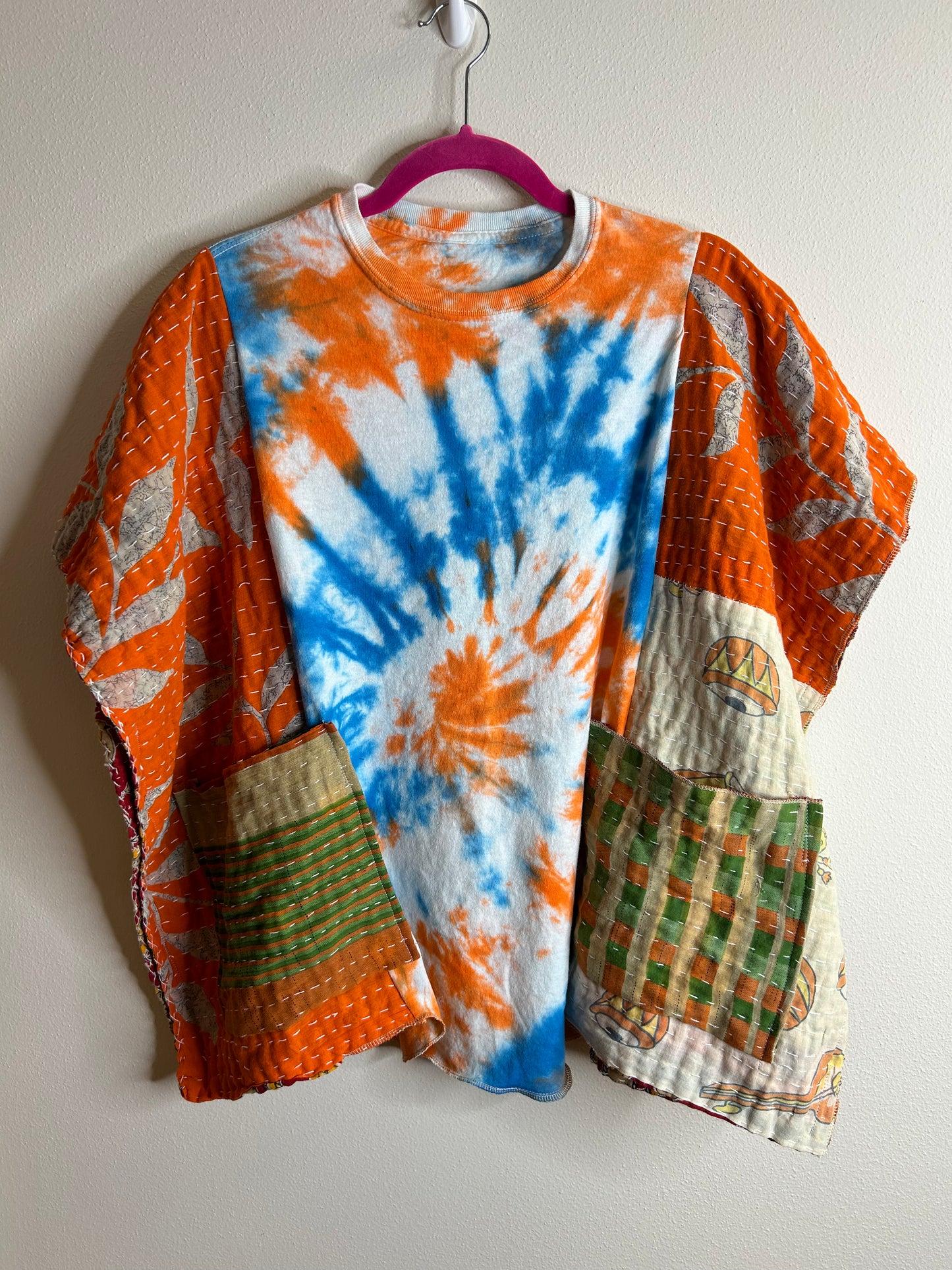 Tie Dye upcycled kantha top