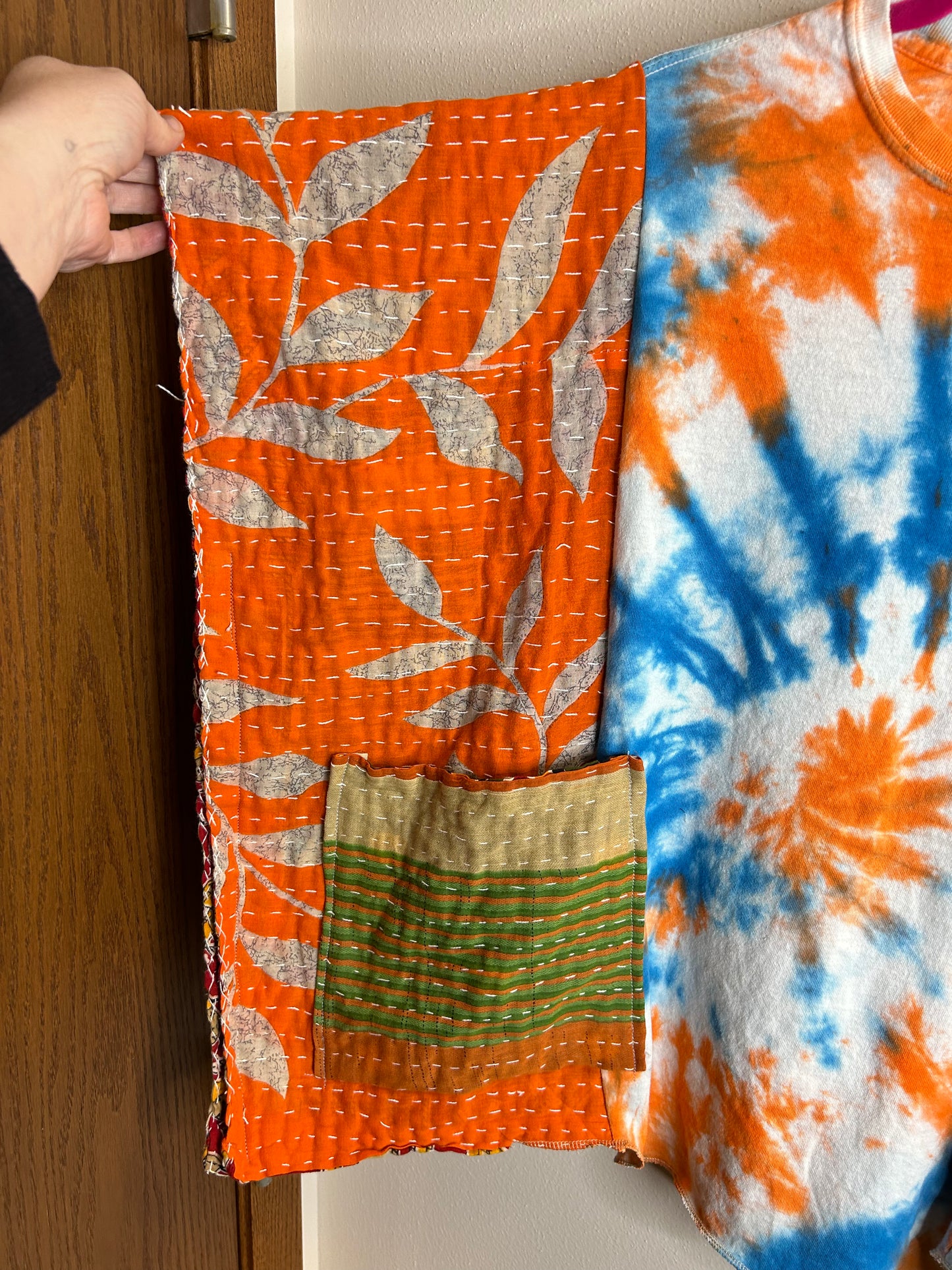 Tie Dye upcycled kantha top