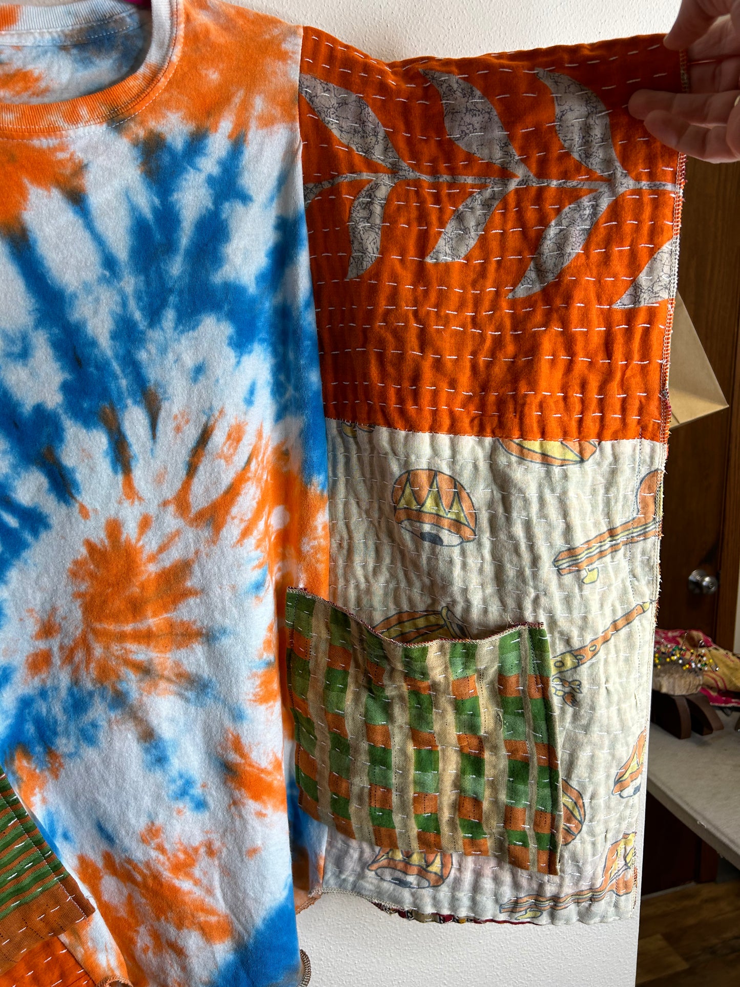 Tie Dye upcycled kantha top