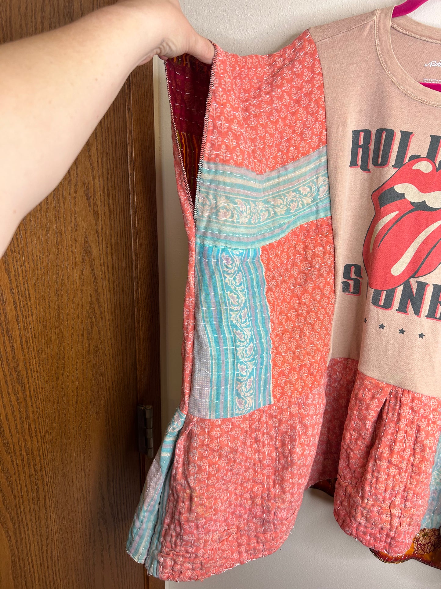 Rolling Stones flowy kantha top