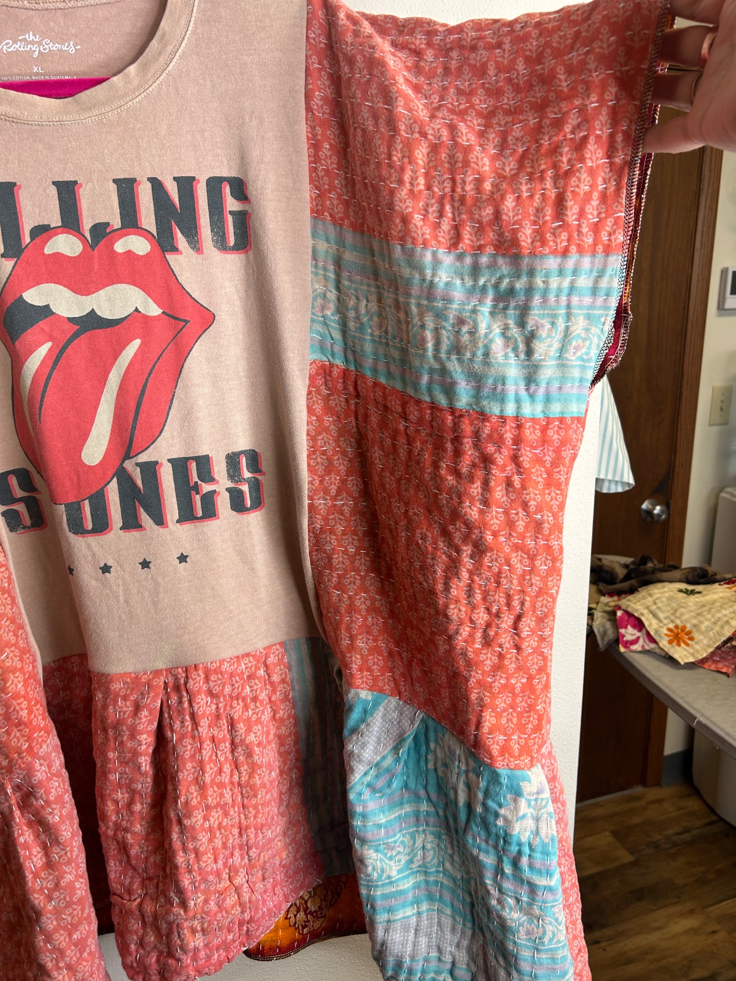 Rolling Stones flowy kantha top