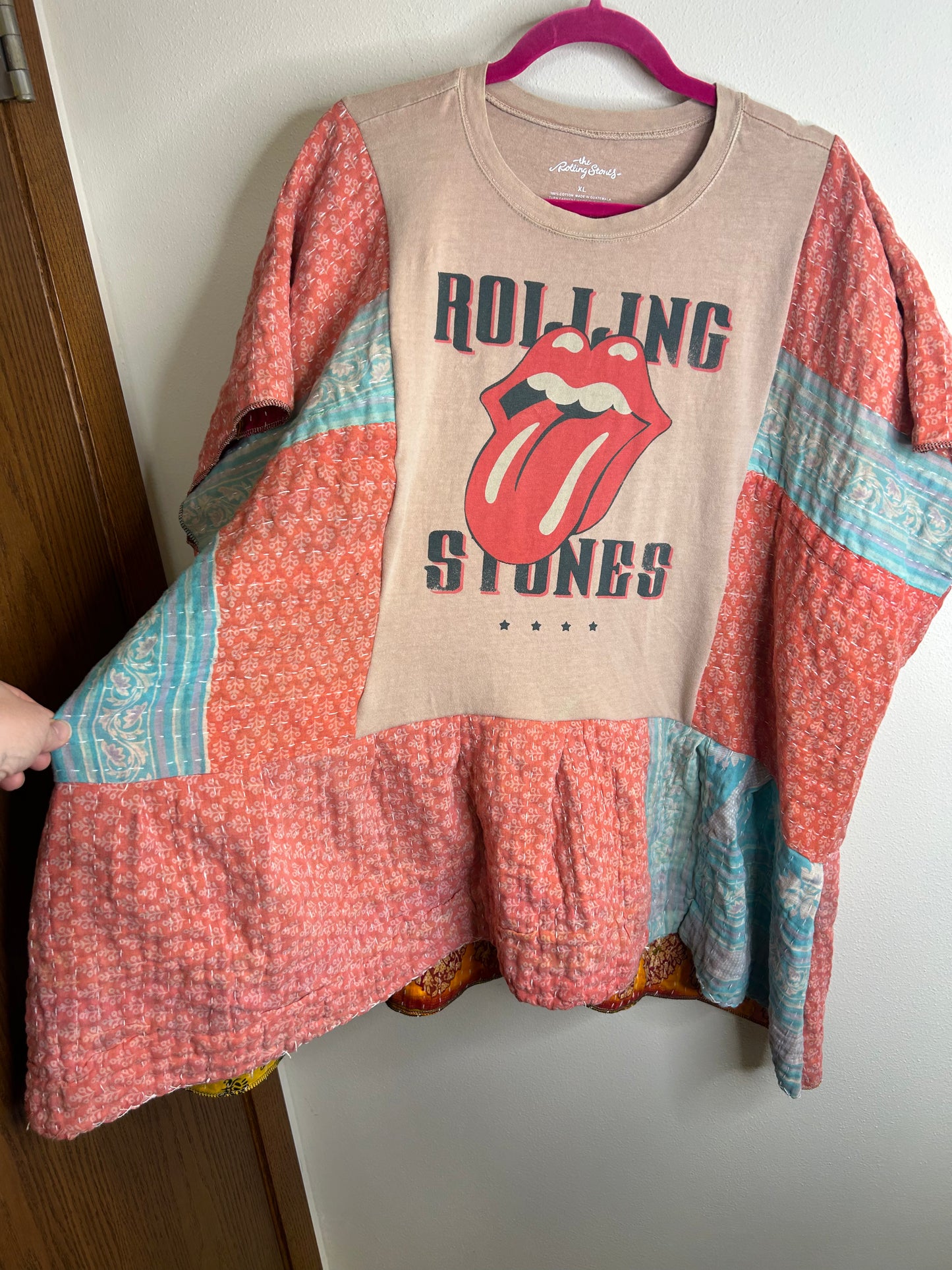 Rolling Stones flowy kantha top