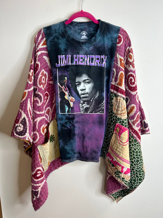 Jimi Hendrix upcycled kantha poncho