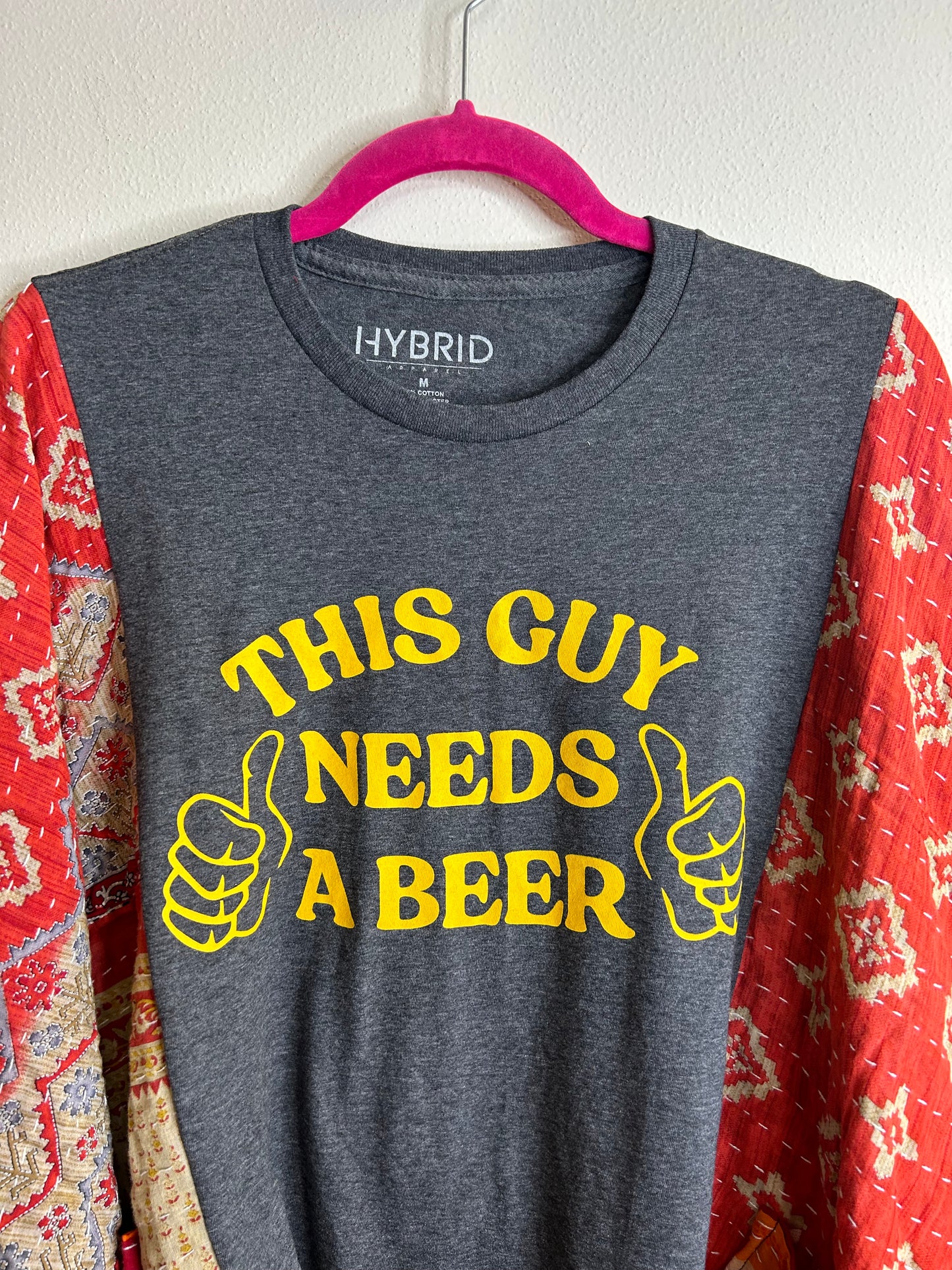 This Guy Needs a Beer upcycled kantha poncho