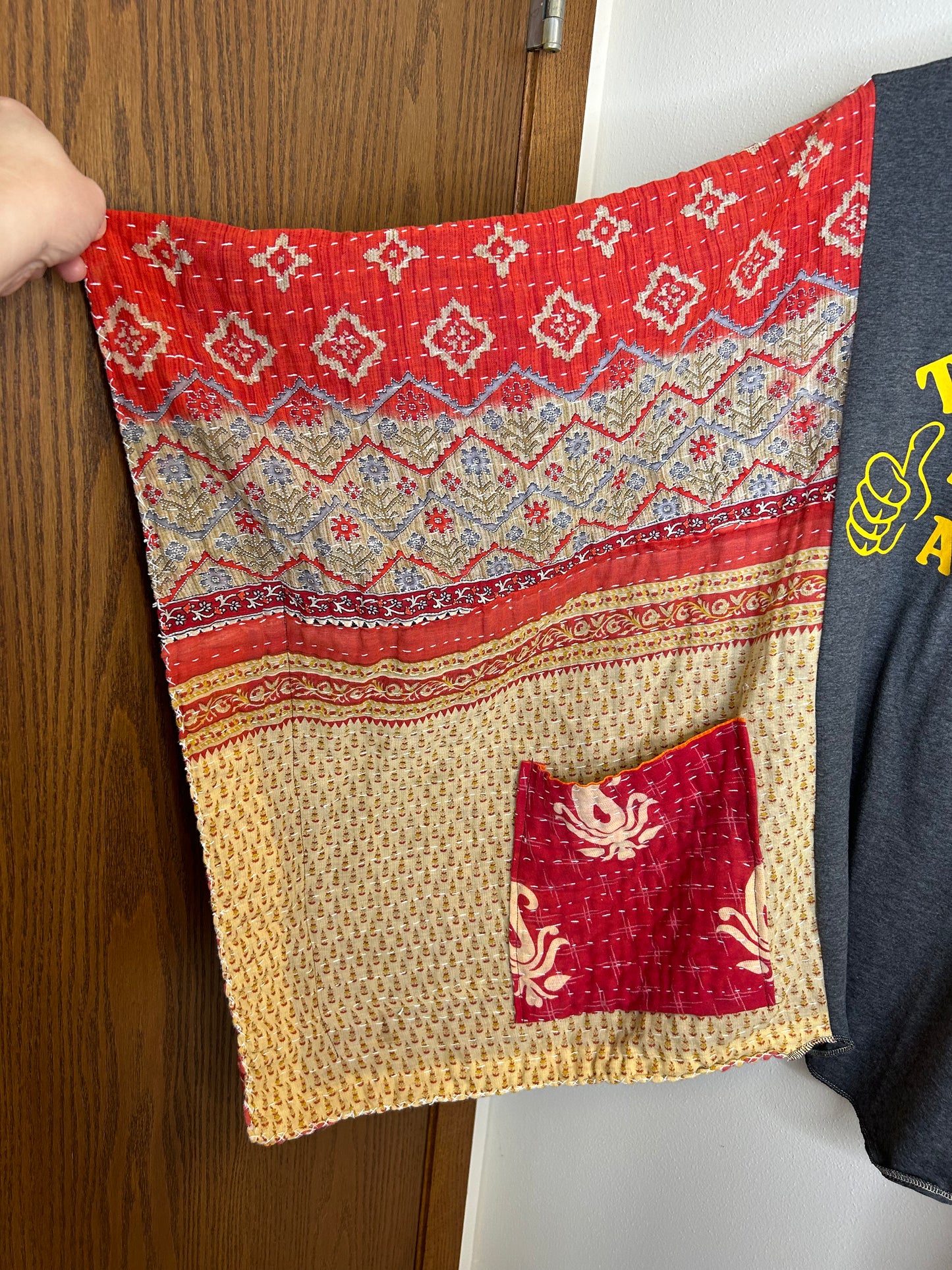 This Guy Needs a Beer upcycled kantha poncho