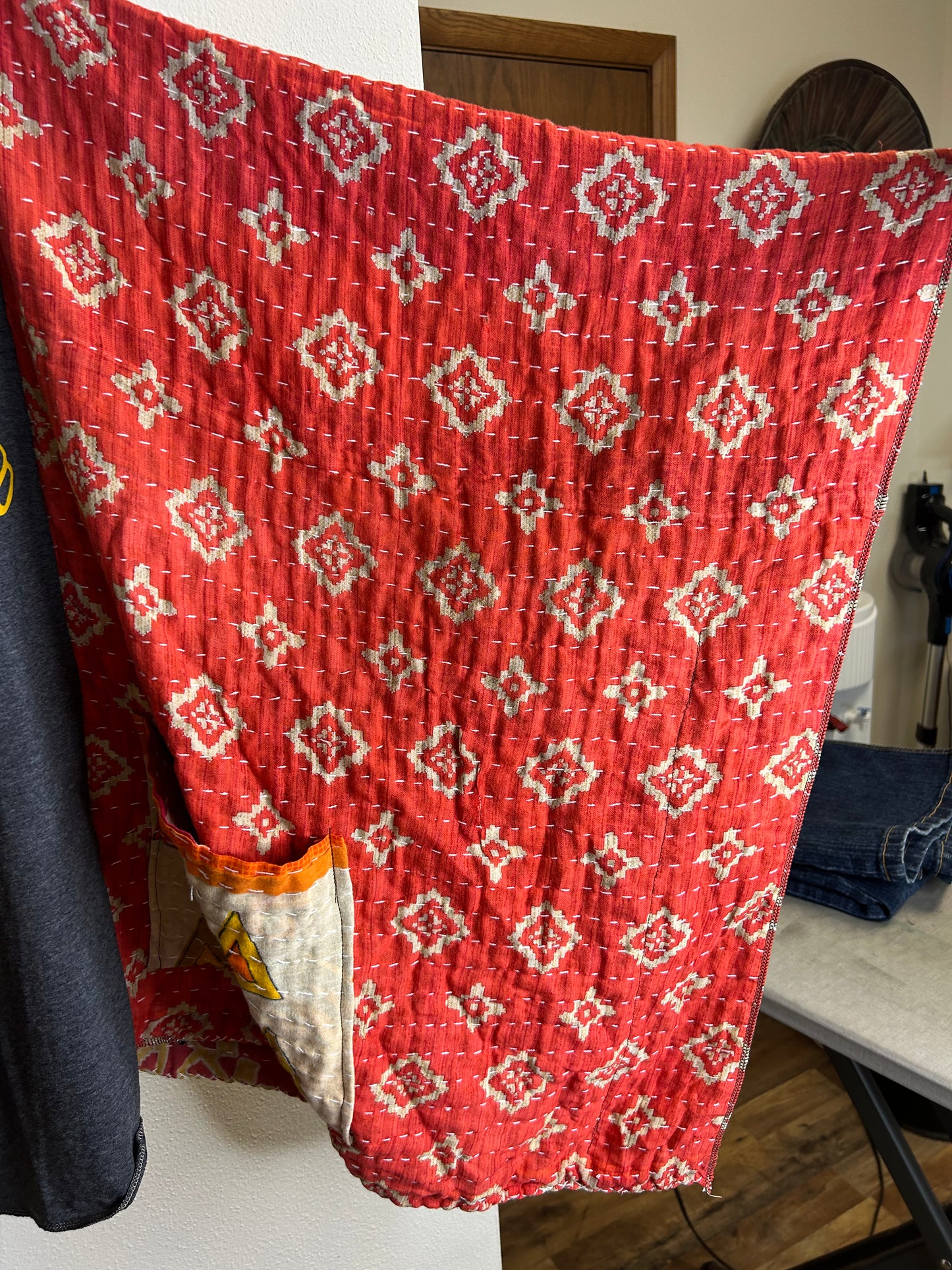 This Guy Needs a Beer upcycled kantha poncho