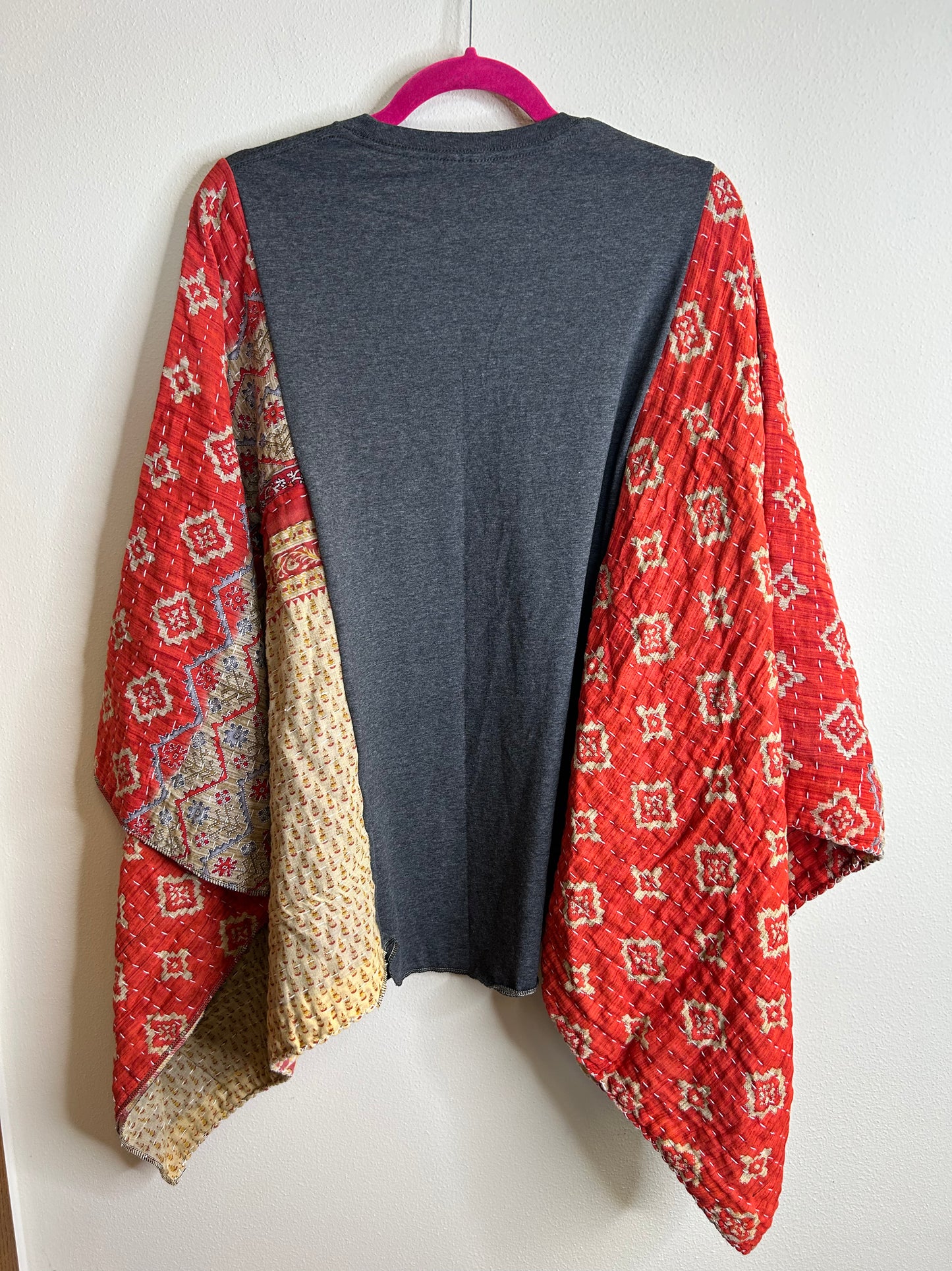 This Guy Needs a Beer upcycled kantha poncho