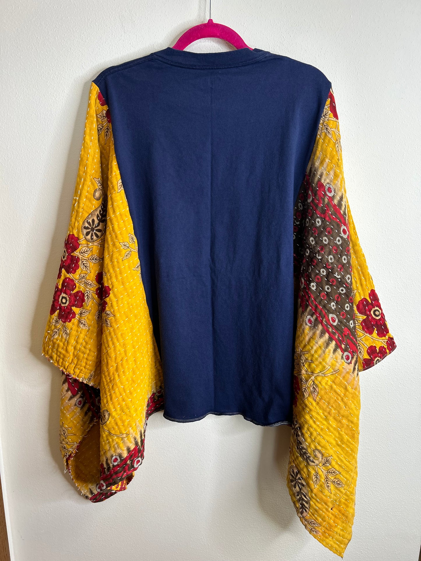 Boobies upcycled kantha poncho
