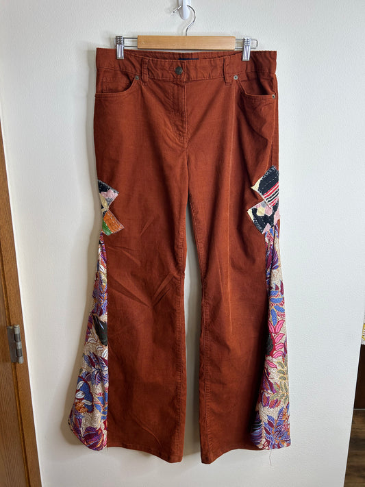 Upcycled corduroy flare pants women’s size 12