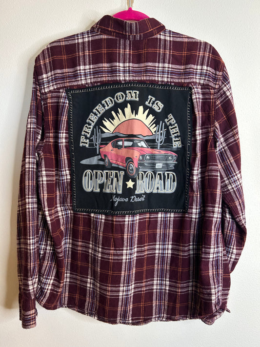 Open Road upcycled flannel shirt unisex size L