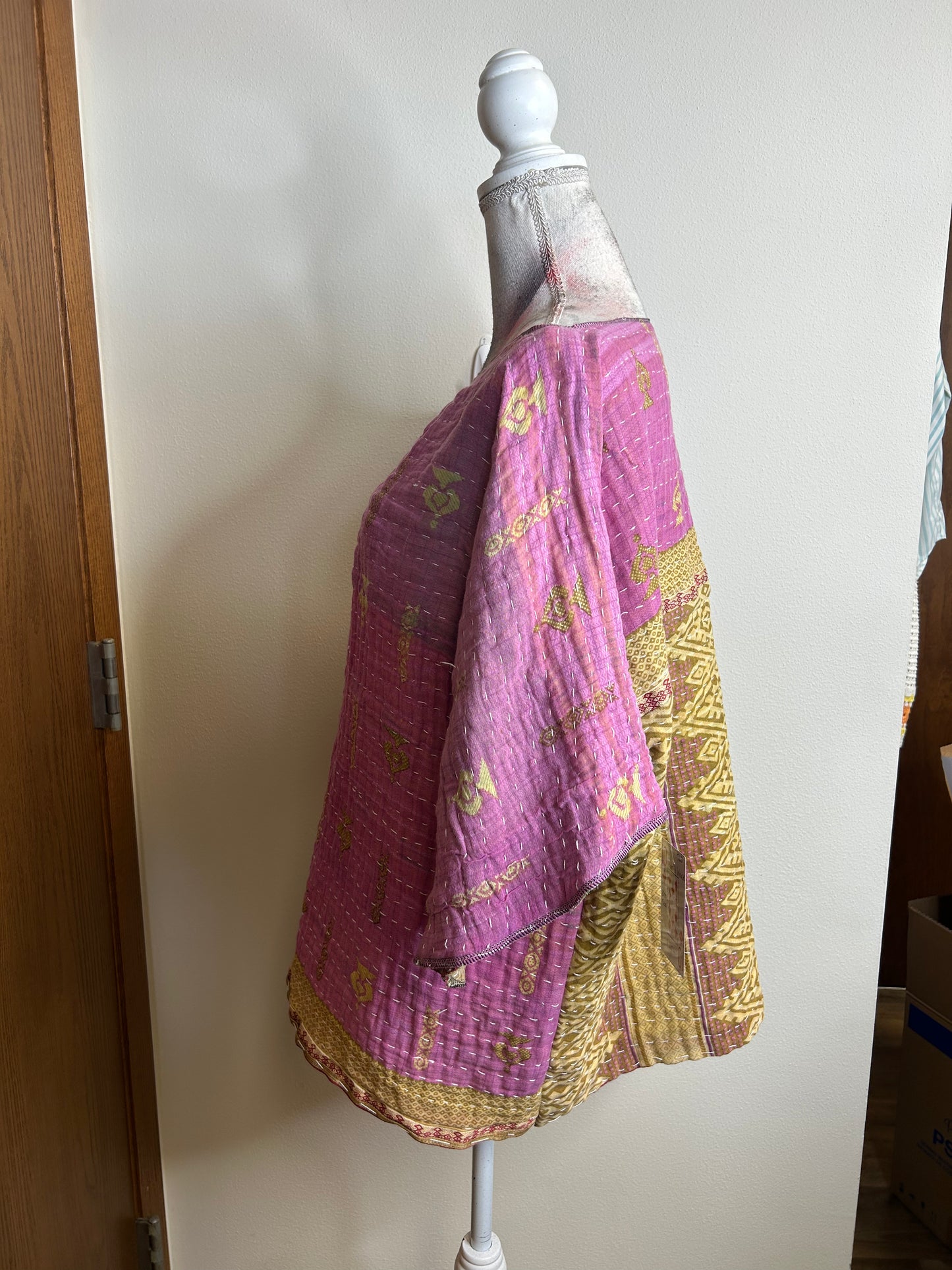 Pink/purple reversible kantha blouse