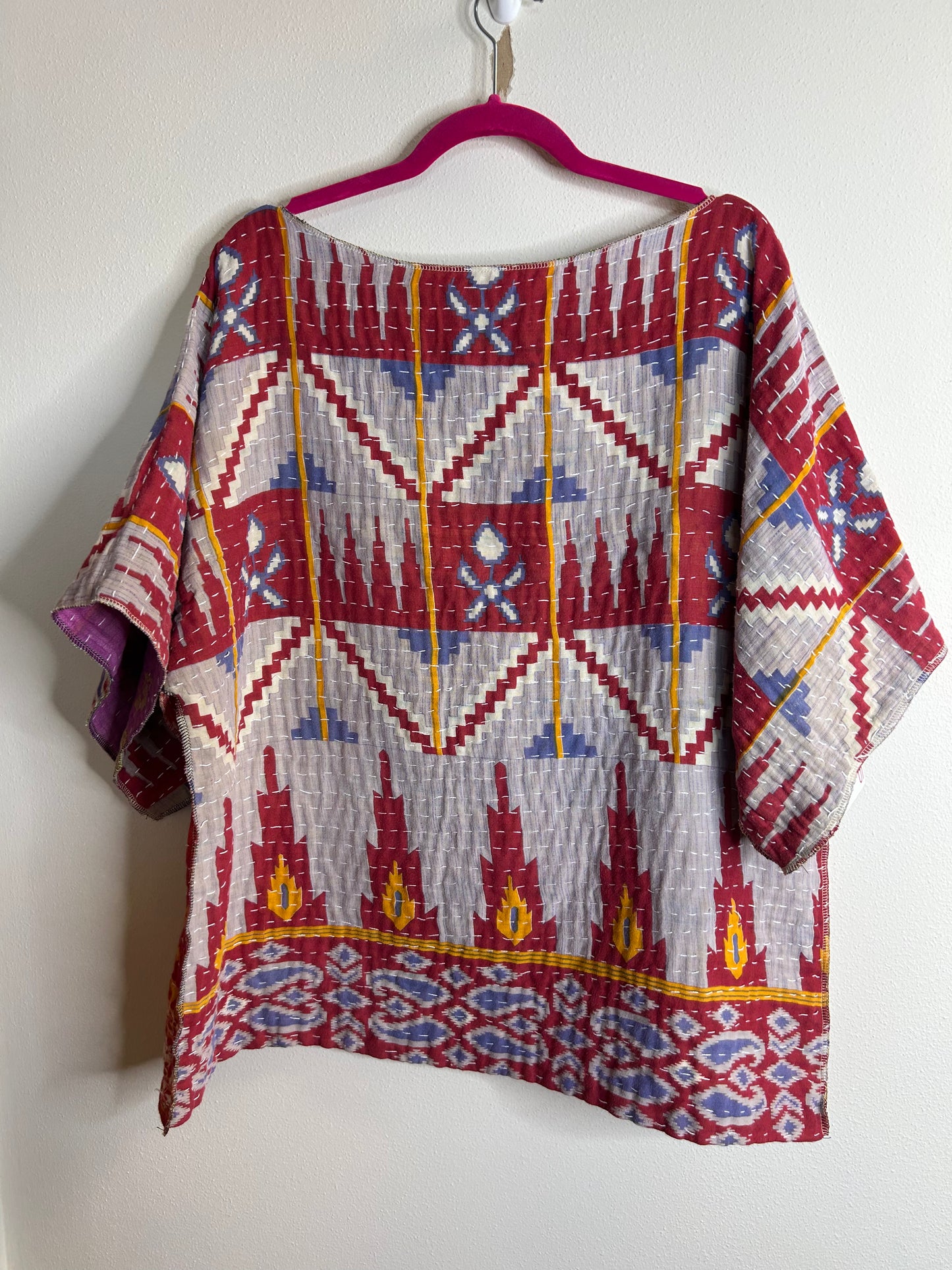 Pink/purple reversible kantha blouse
