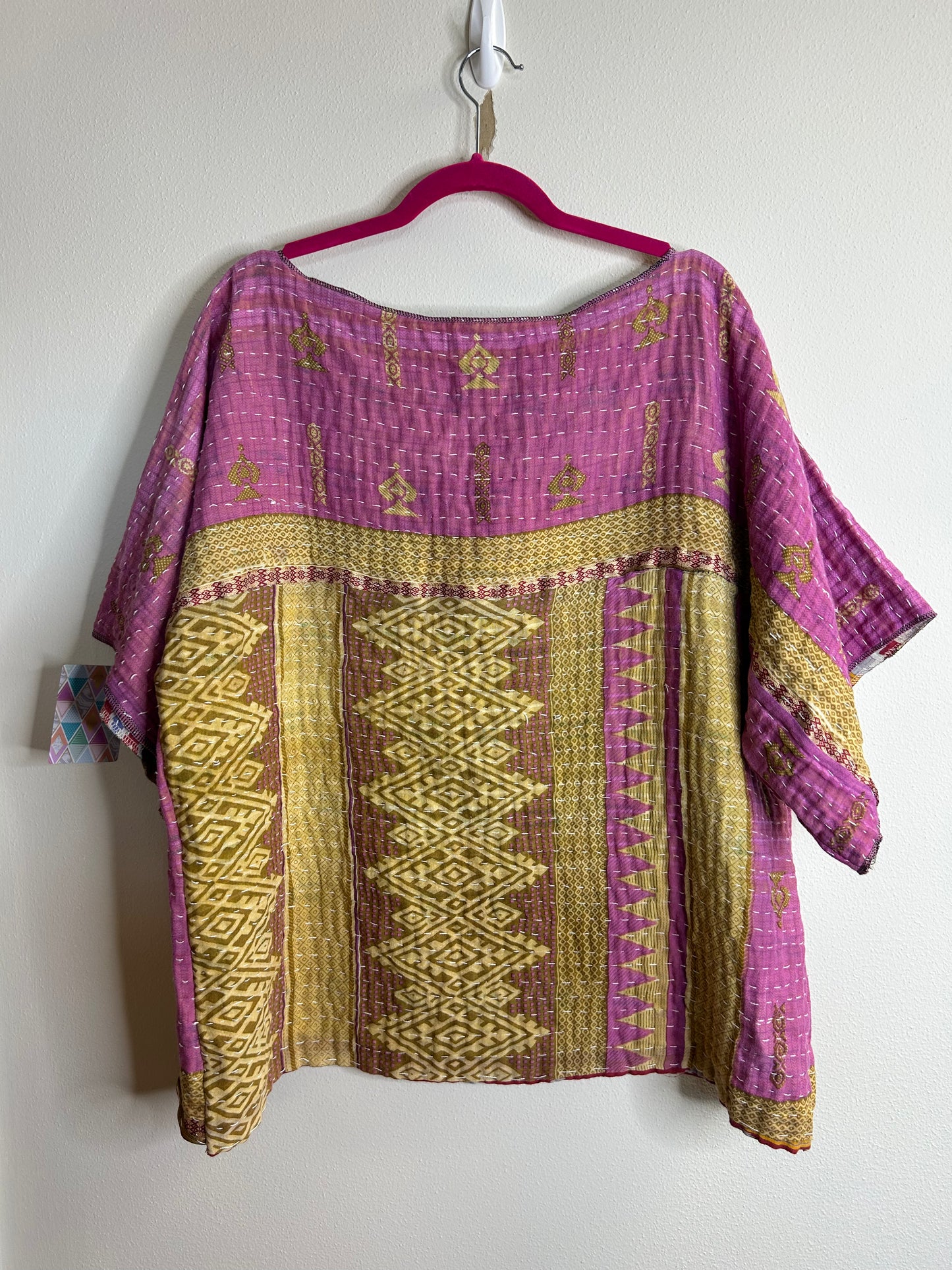 Pink/purple reversible kantha blouse
