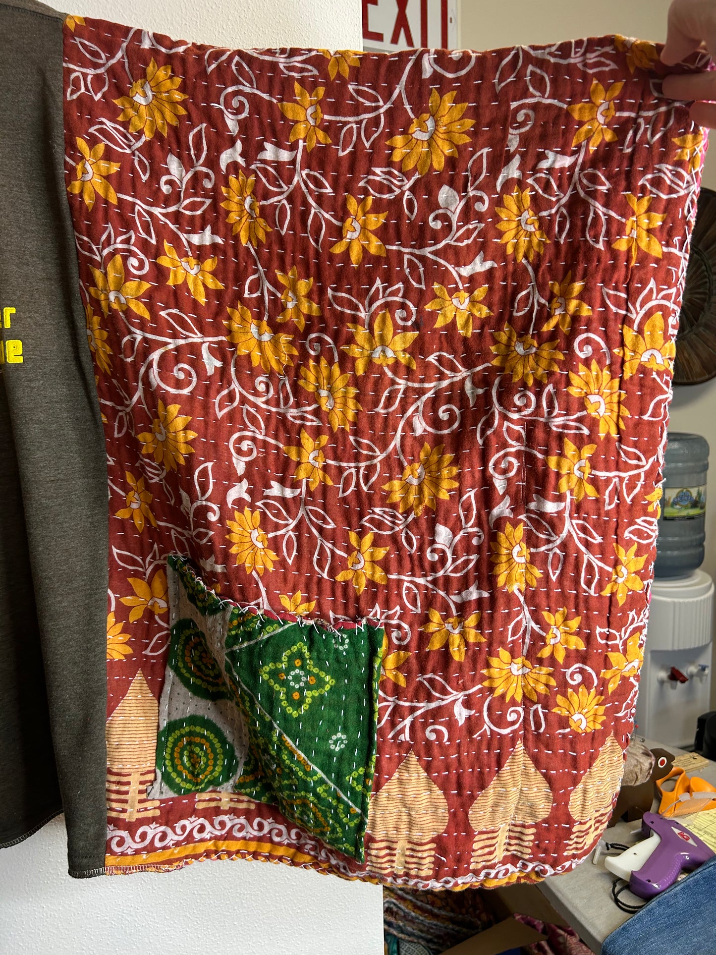 Sleeping Outside upcycled kantha poncho