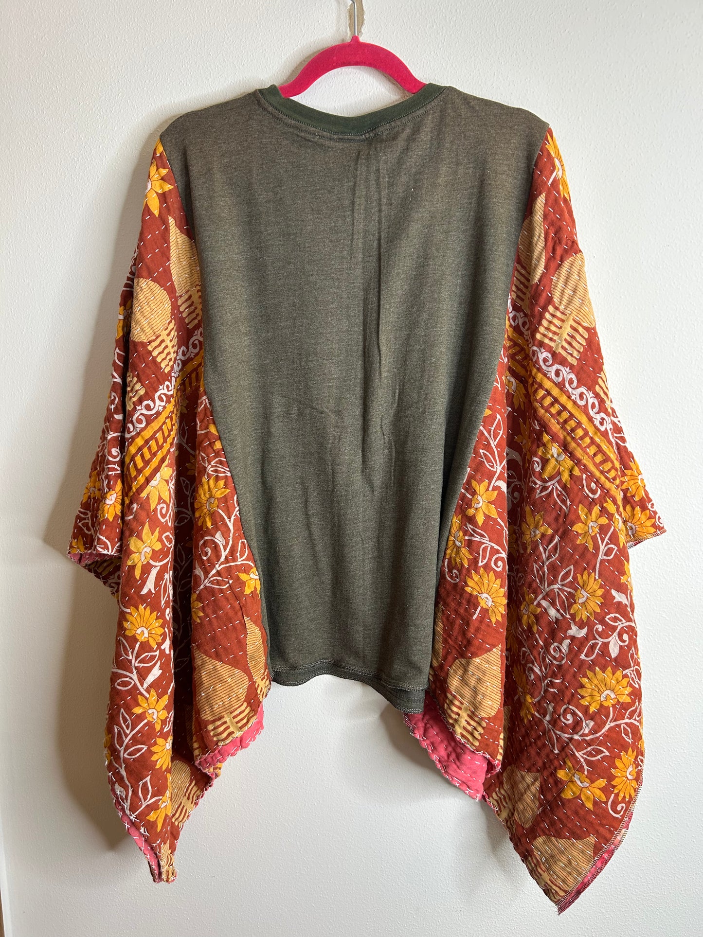 Sleeping Outside upcycled kantha poncho