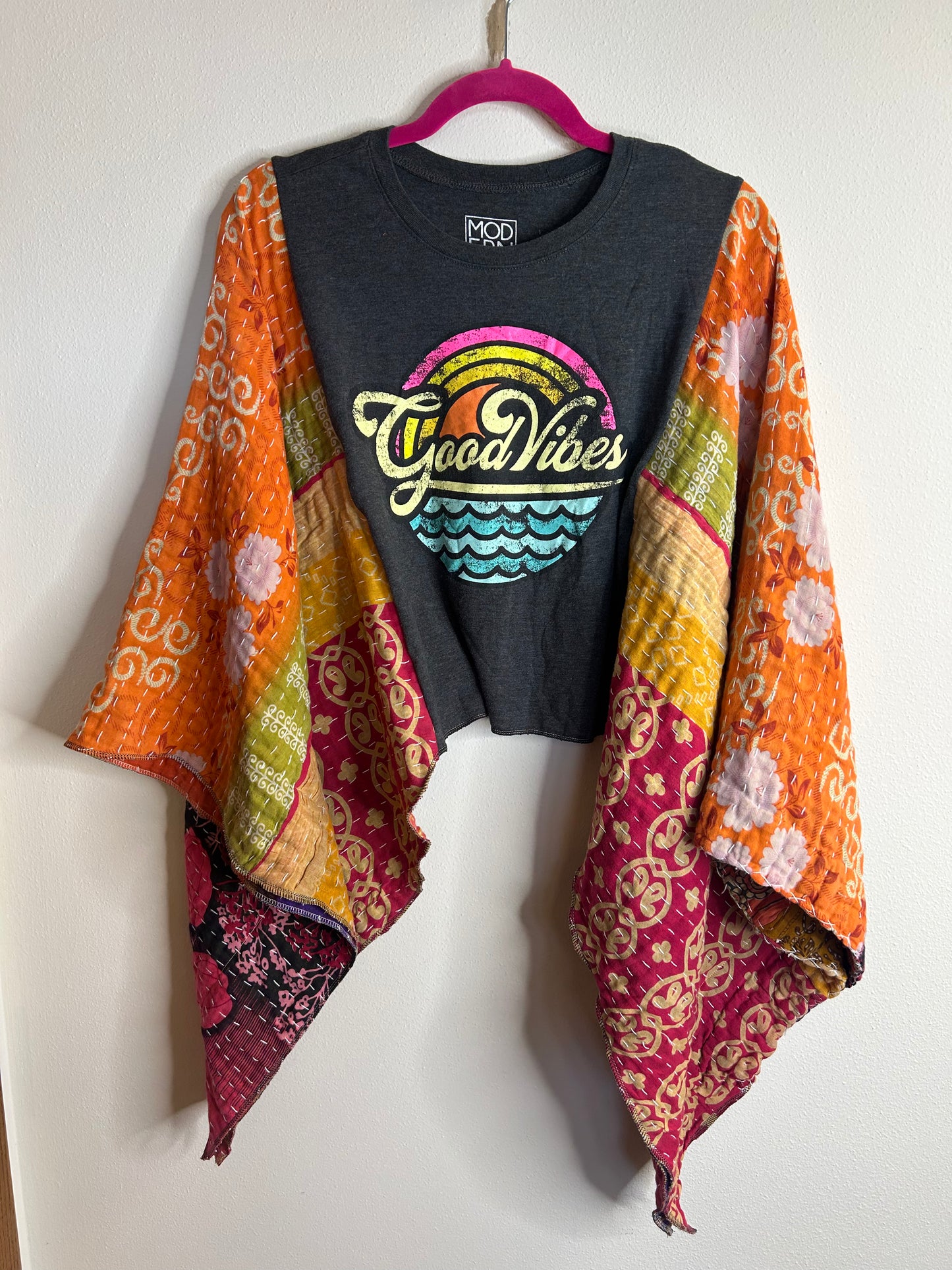 Good Vibes cropped poncho top