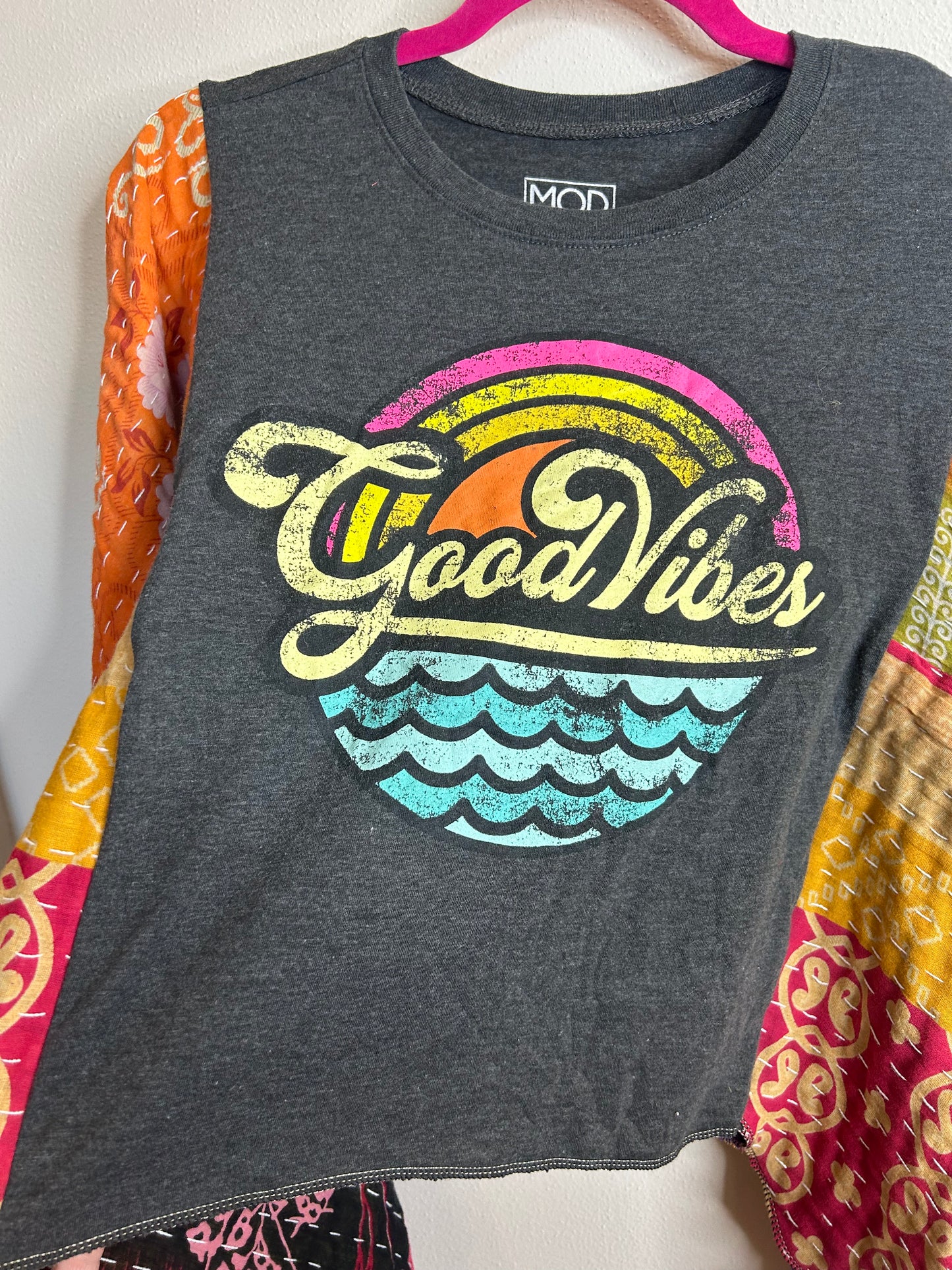 Good Vibes cropped poncho top
