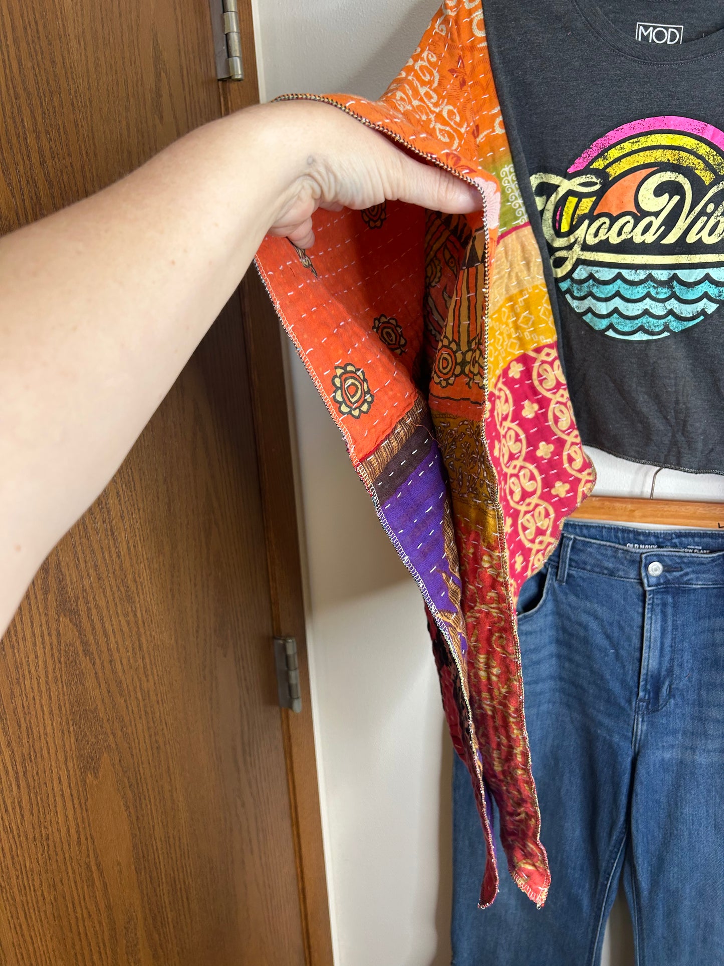 Good Vibes cropped poncho top