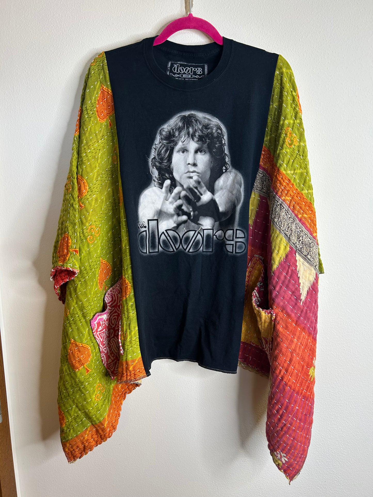 The Doors upcycled kantha poncho
