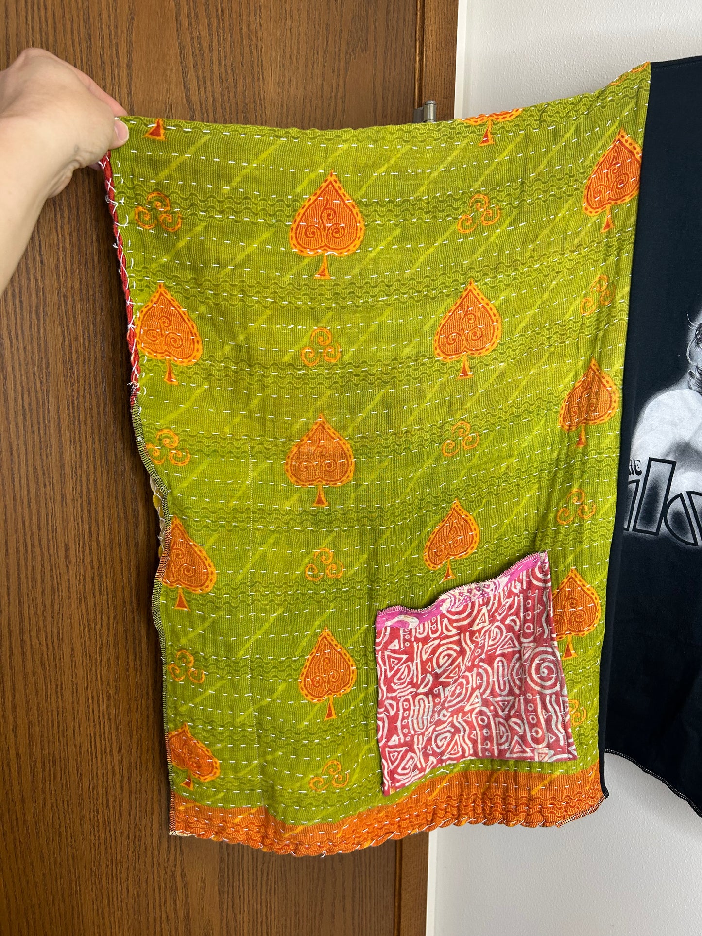 The Doors upcycled kantha poncho