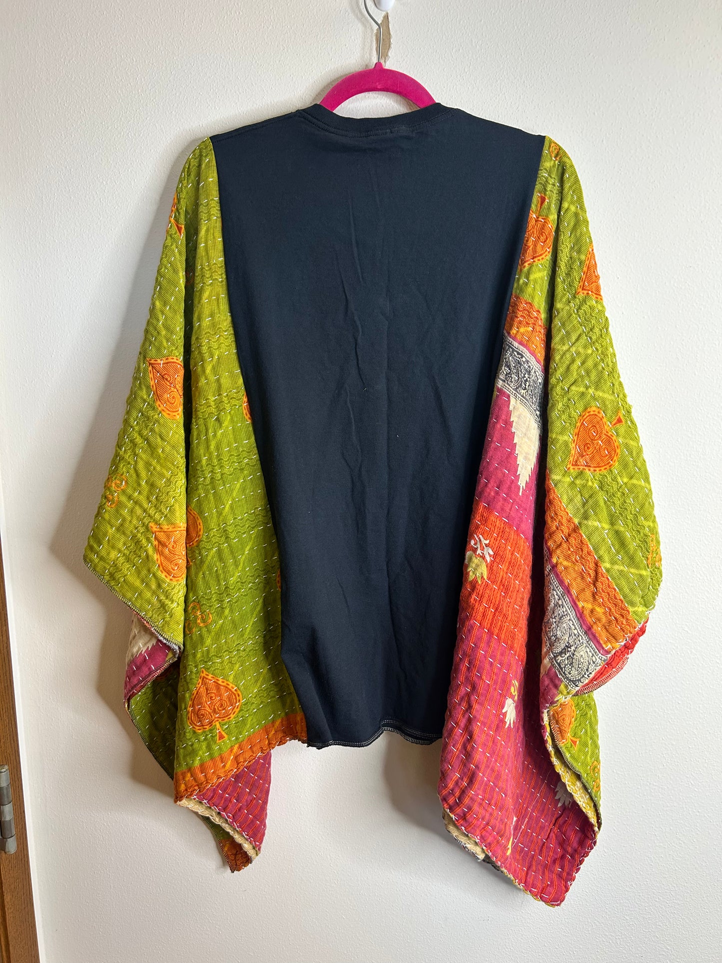 The Doors upcycled kantha poncho